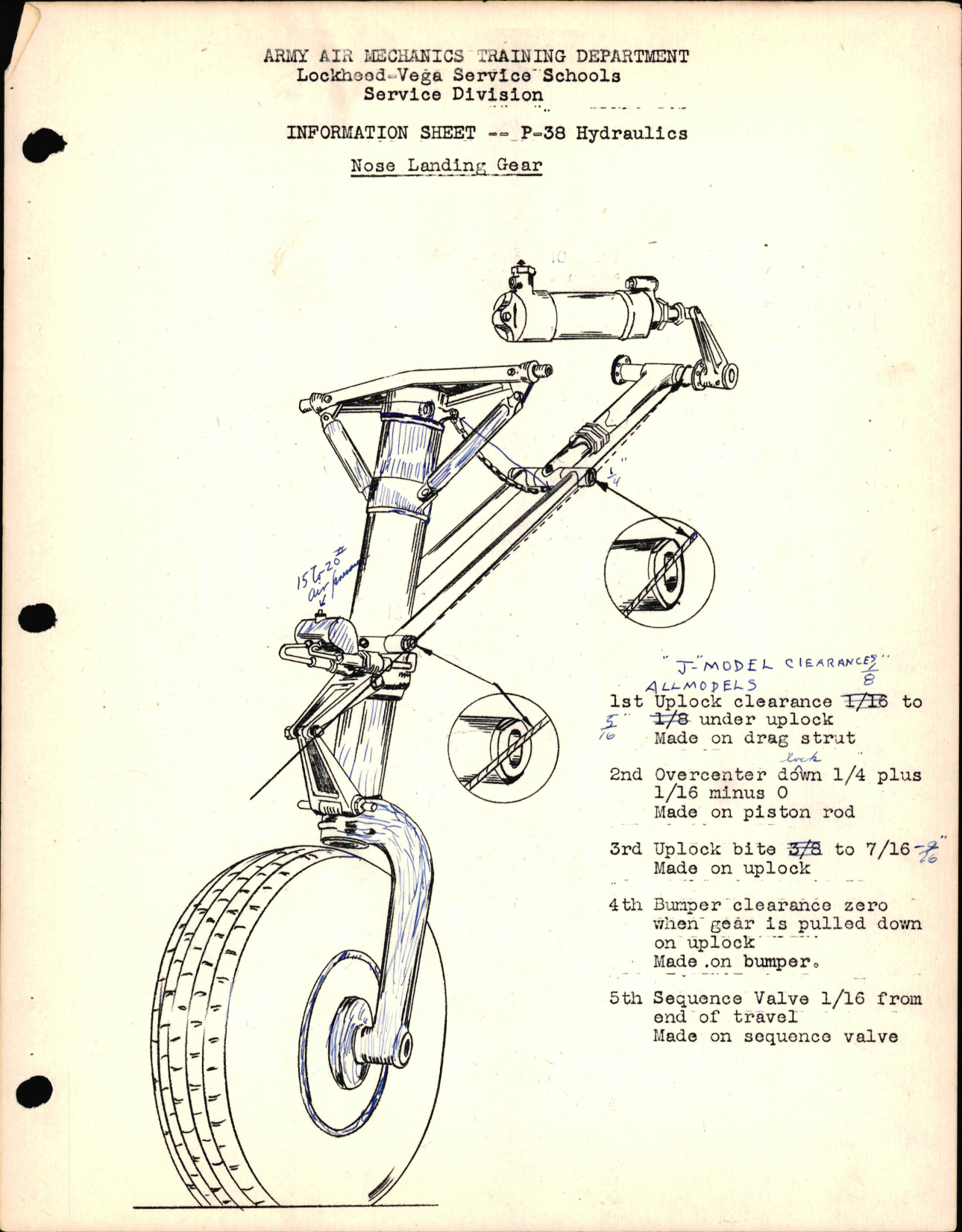 Sample page 1 from AirCorps Library document: P-38 Hydraulics - Nose Landing Gear
