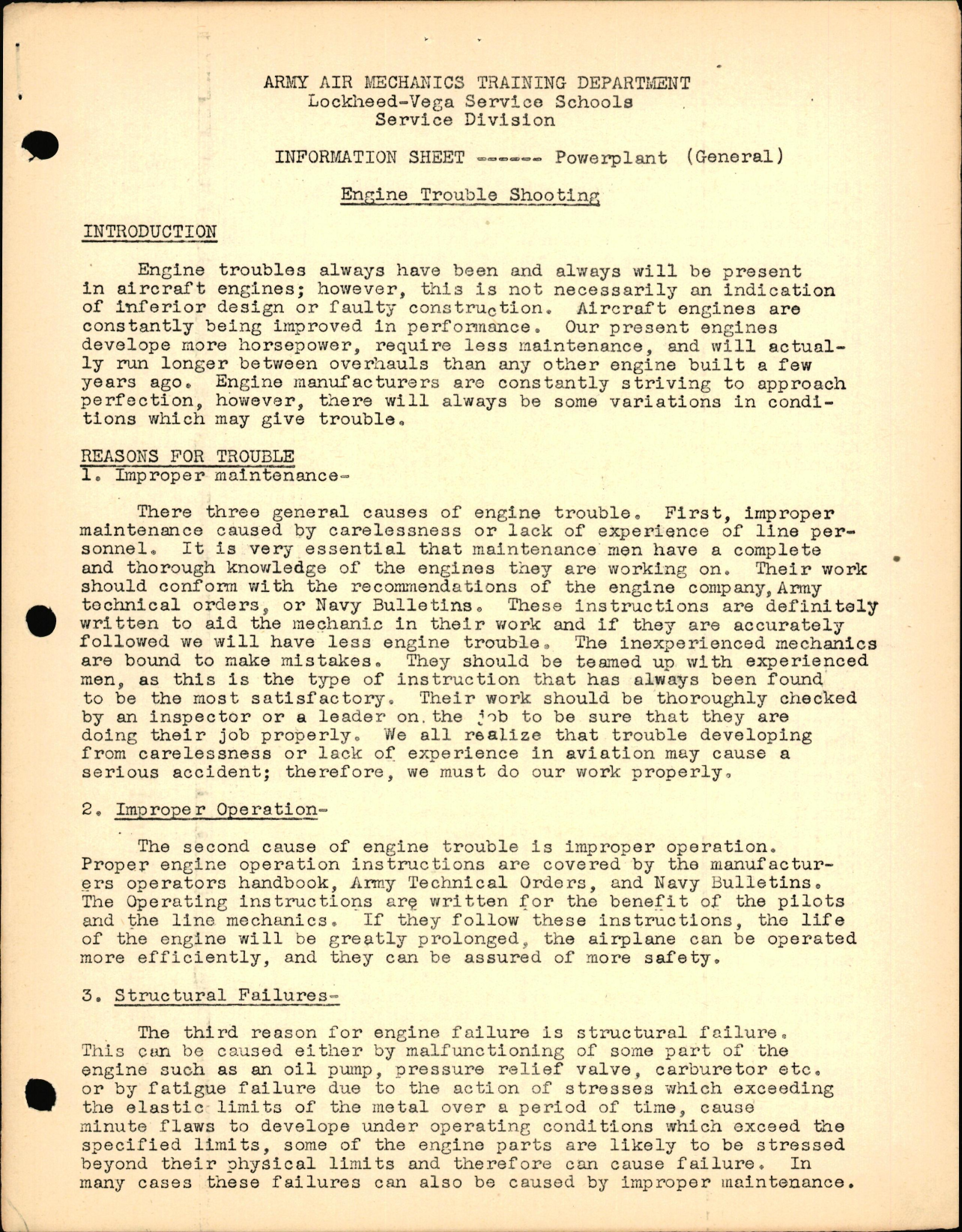 Sample page 1 from AirCorps Library document: Powerplant General - Engine Trouble Shooting