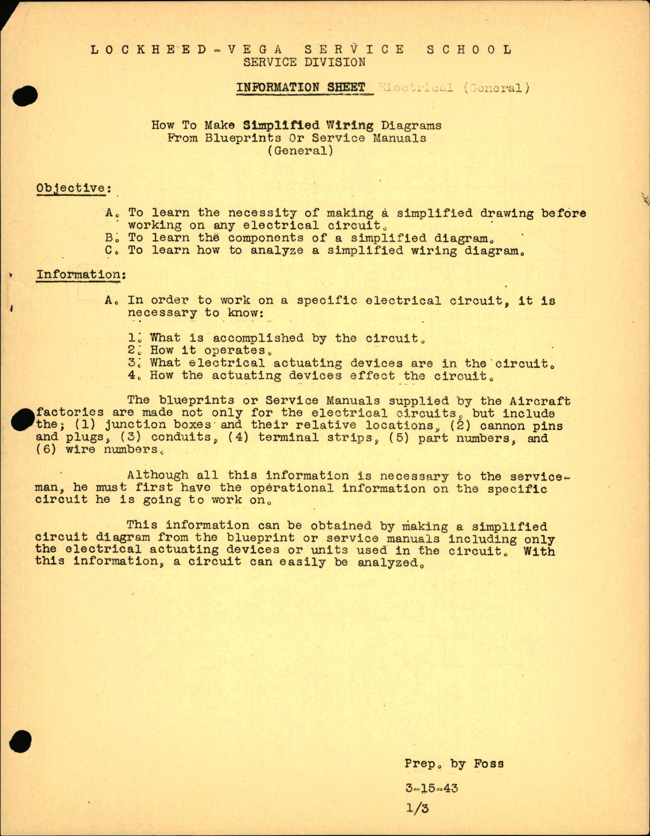 Sample page 1 from AirCorps Library document: How to Make Simplified Wiring Diagrams from Blueprints or Service Manuals