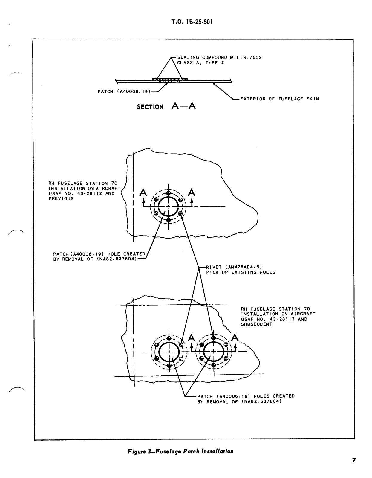 Sample page 7 from AirCorps Library document: Installation of Fire Detector and Extinguisher System, and Fuel Shut-Off Controls - B-25 Series Aircraft