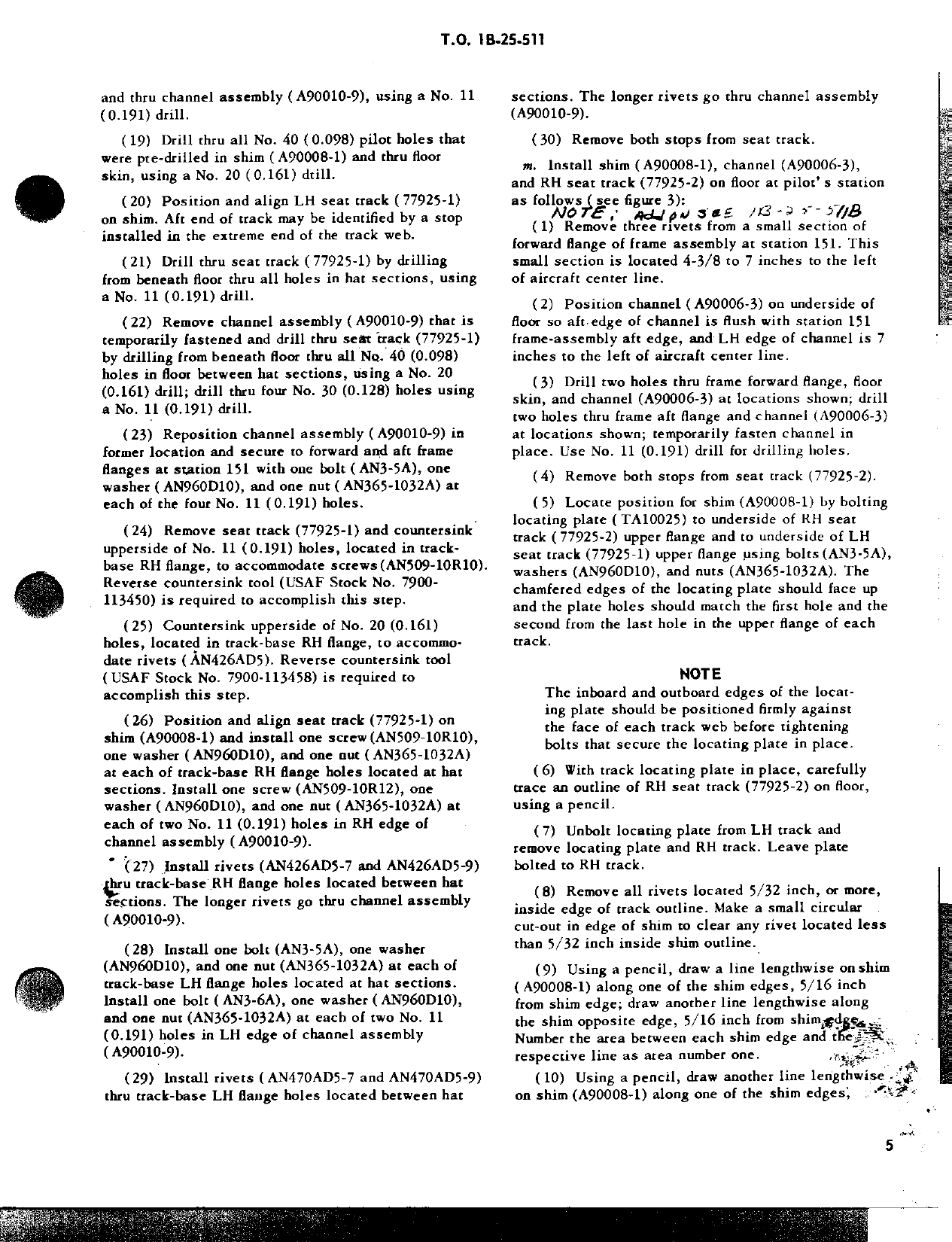 Sample page 5 from AirCorps Library document: Installation of 16 'G' Pilot and Copilot Seats in B-25 Series Aircraft