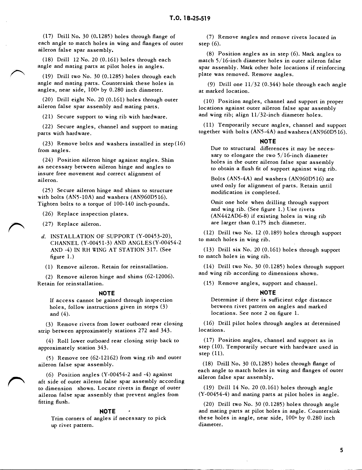 Sample page 5 from AirCorps Library document: Reinforcement of Aileron Hinge Bracket - Wing Stations 317 and 365 LH and RH - All B-25 Aircraft