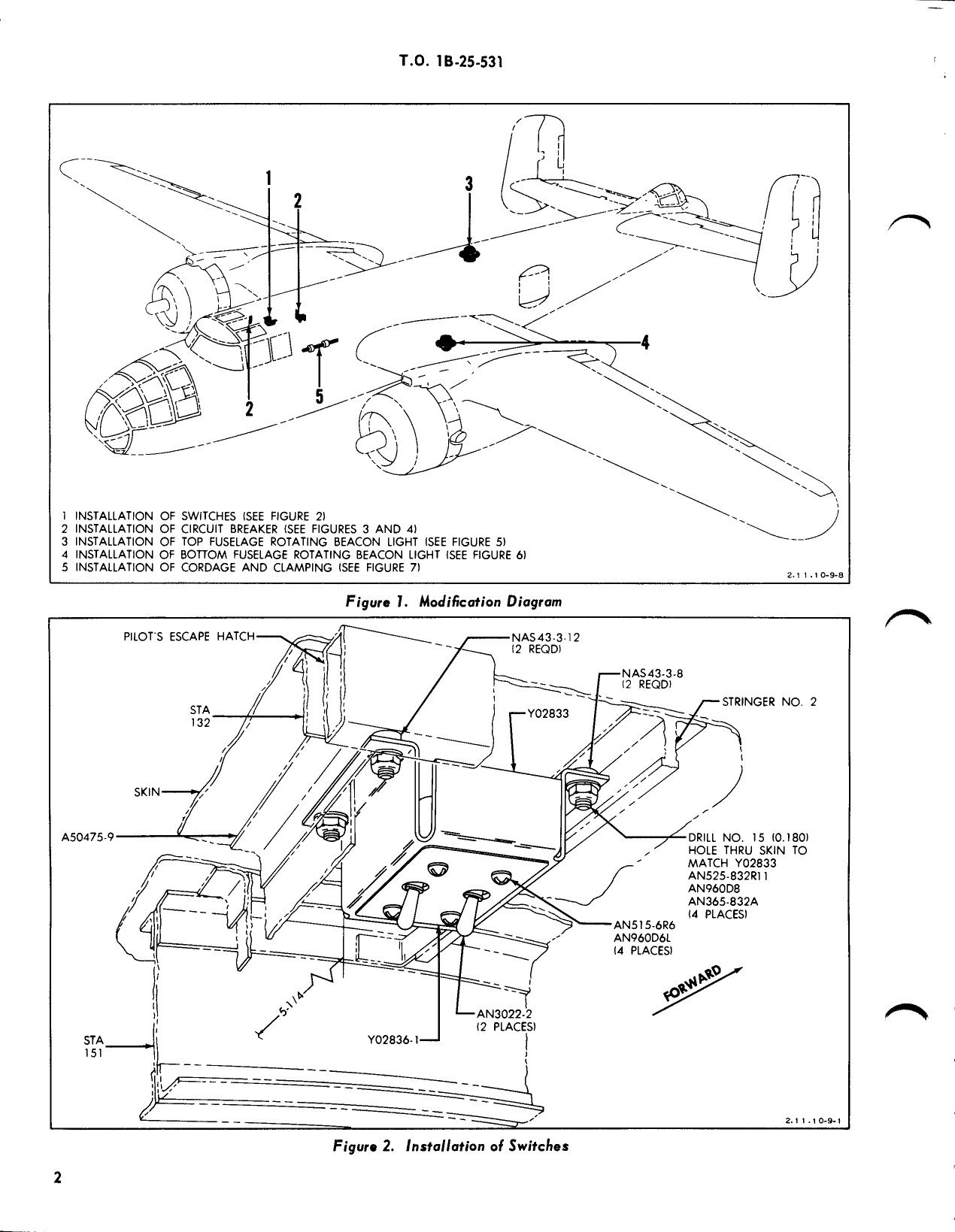 Sample page 2 from AirCorps Library document: Installation of Rotating Beacon Anti-Collision Lights -- B-25 Series Aircraft