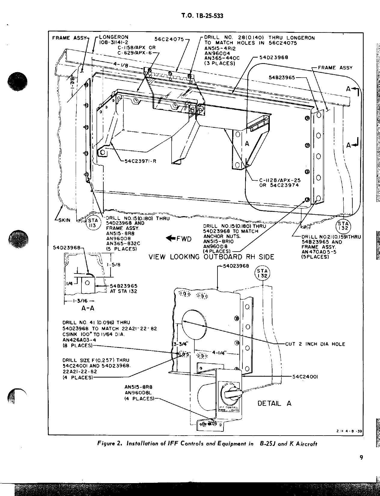 Sample page 9 from AirCorps Library document: Installation of AN-APX-6 or AN-APX-25 - All B-25 Series Aircraft
