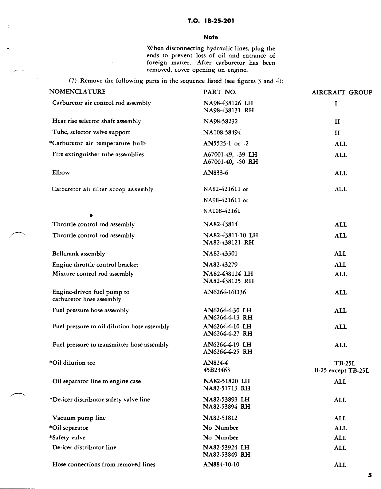 Sample page 5 from AirCorps Library document:  Installation of Bendix Carburetor (PR48A4) Part No. 391497-1, B-25 Model Aircraft