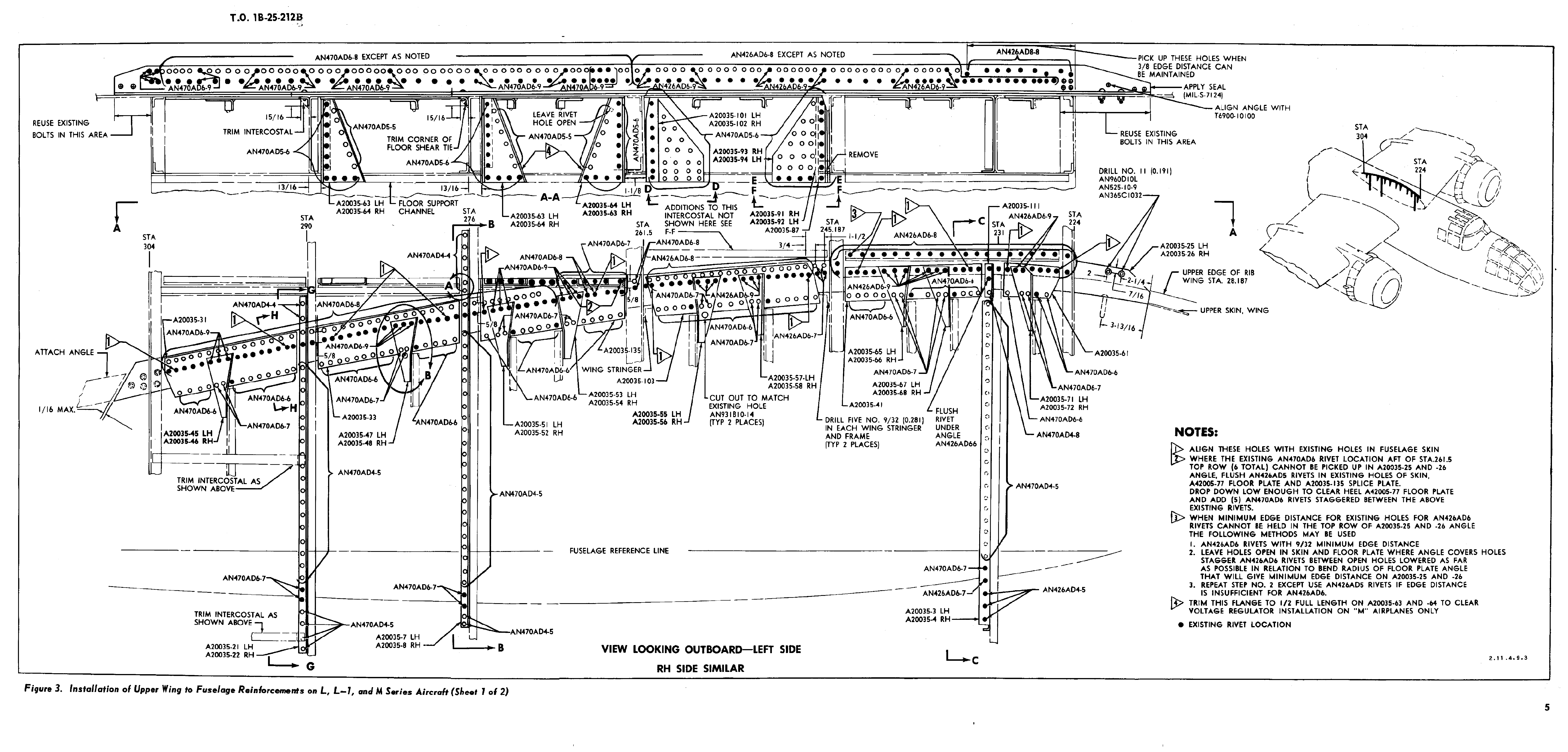 Sample page 5 from AirCorps Library document: Modification of Wing to Fuselage Attachment B-25 Aircraft