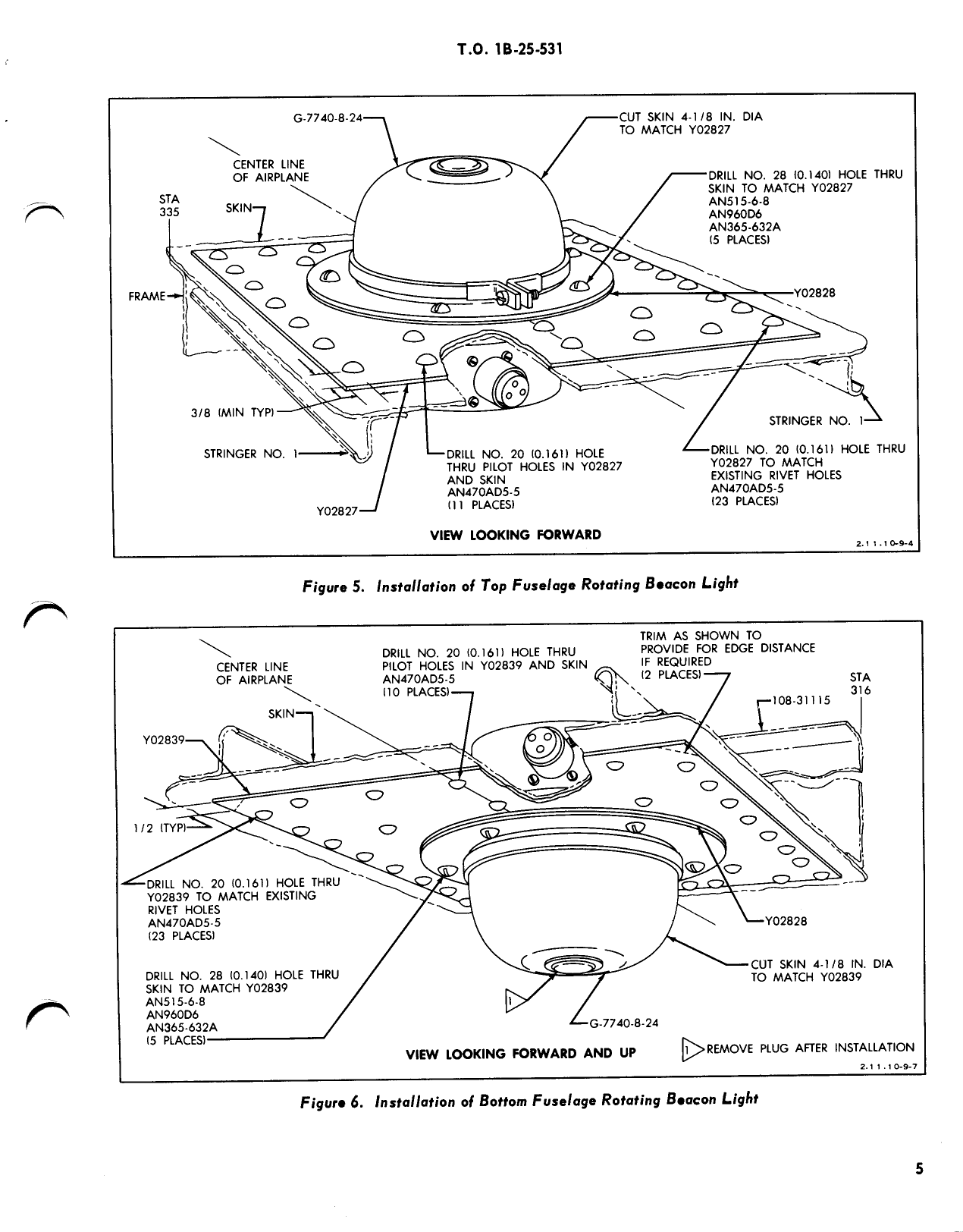 Sample page 5 from AirCorps Library document: Installation of Rotating Beacon Anti-Collision Lights - B-25 Series Aircraft