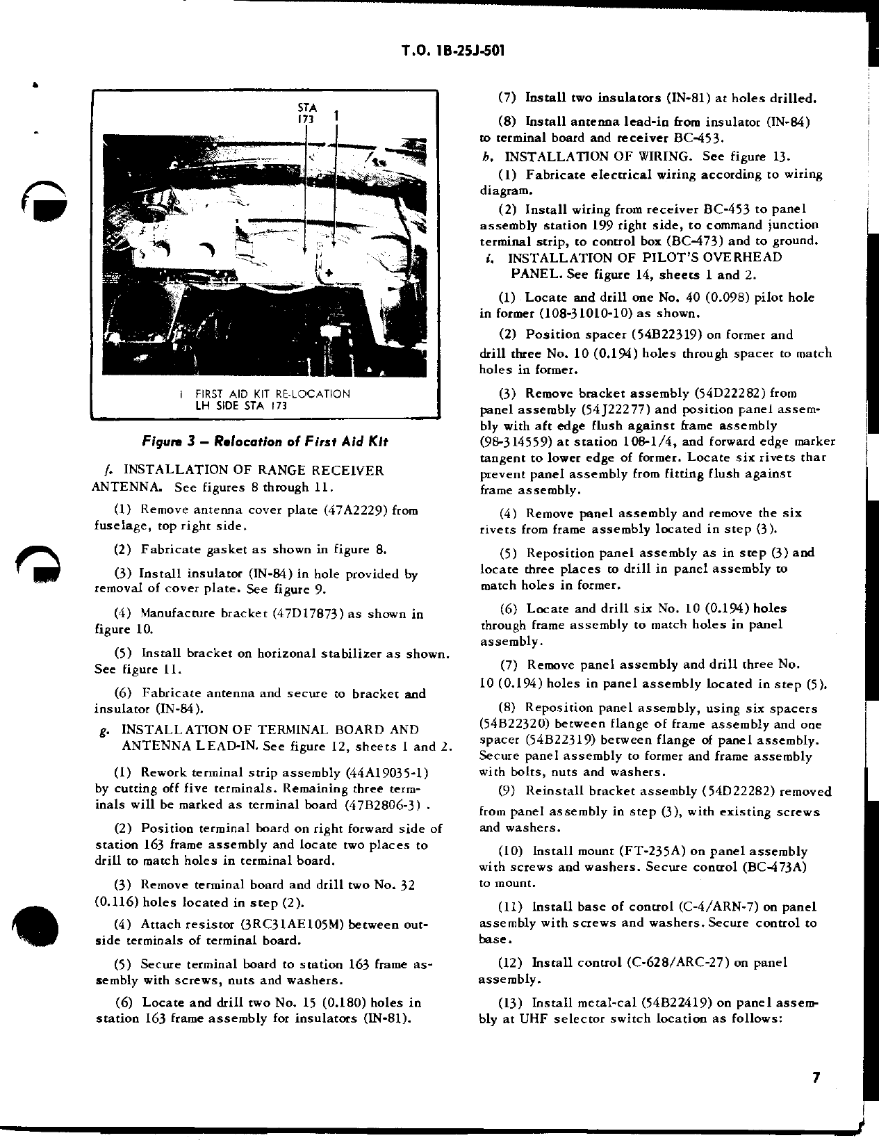 Sample page 7 from AirCorps Library document: Installation of Radio Set AN-ARC-27 and Control Keyer Group AN-ARA-26, B-25J Aircraft