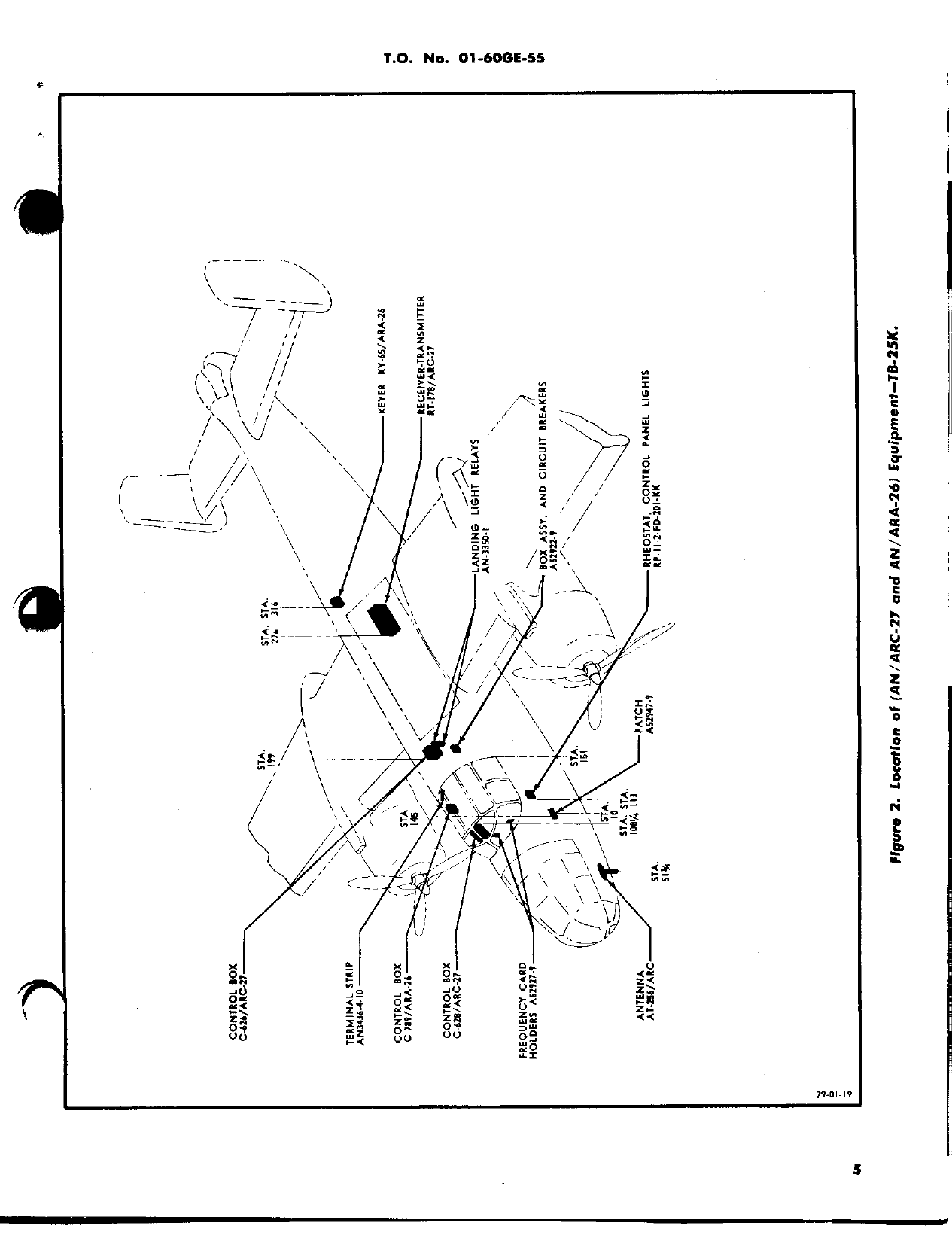 Sample page 5 from AirCorps Library document: Installation of Radio Set AN-ARC-27 and Control Keyer Group AN-ARA-26 -- TB-25K, L, and M Aircraft