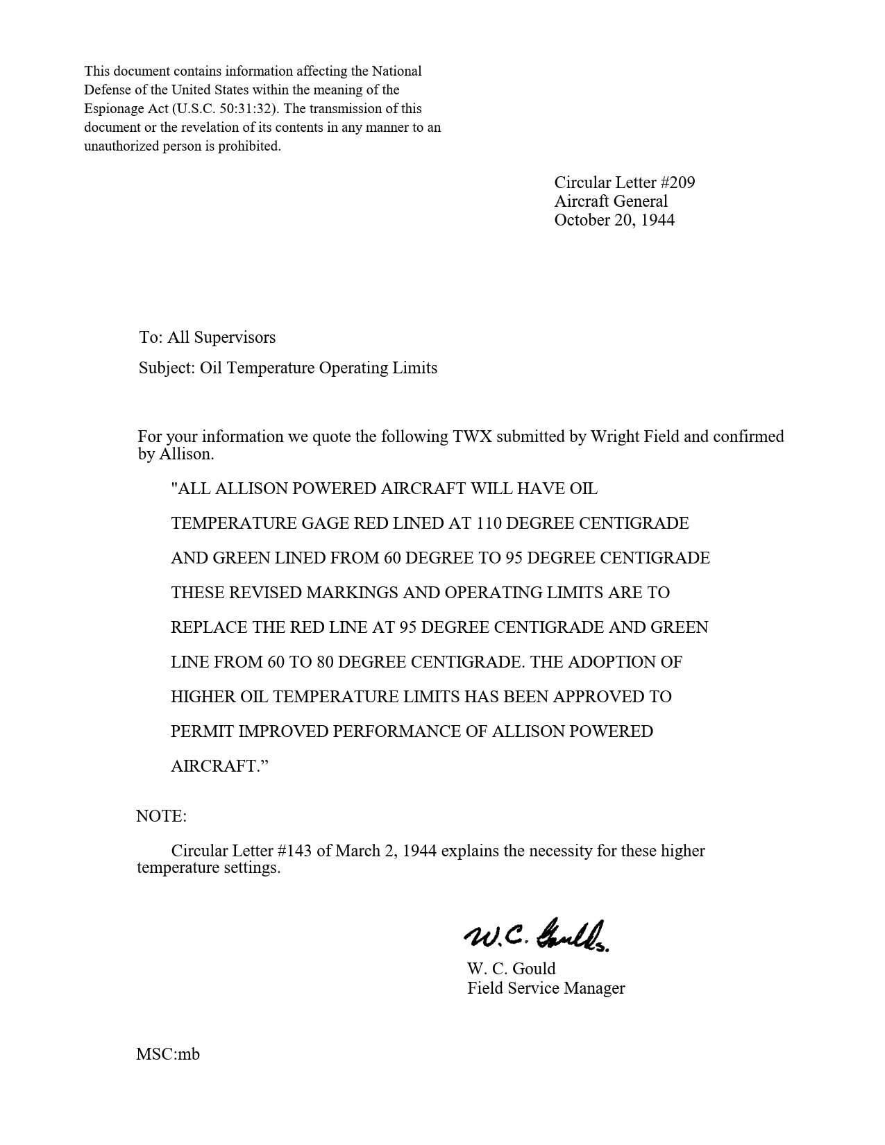 Sample page 1 from AirCorps Library document: Oil Temperature Operating Limits