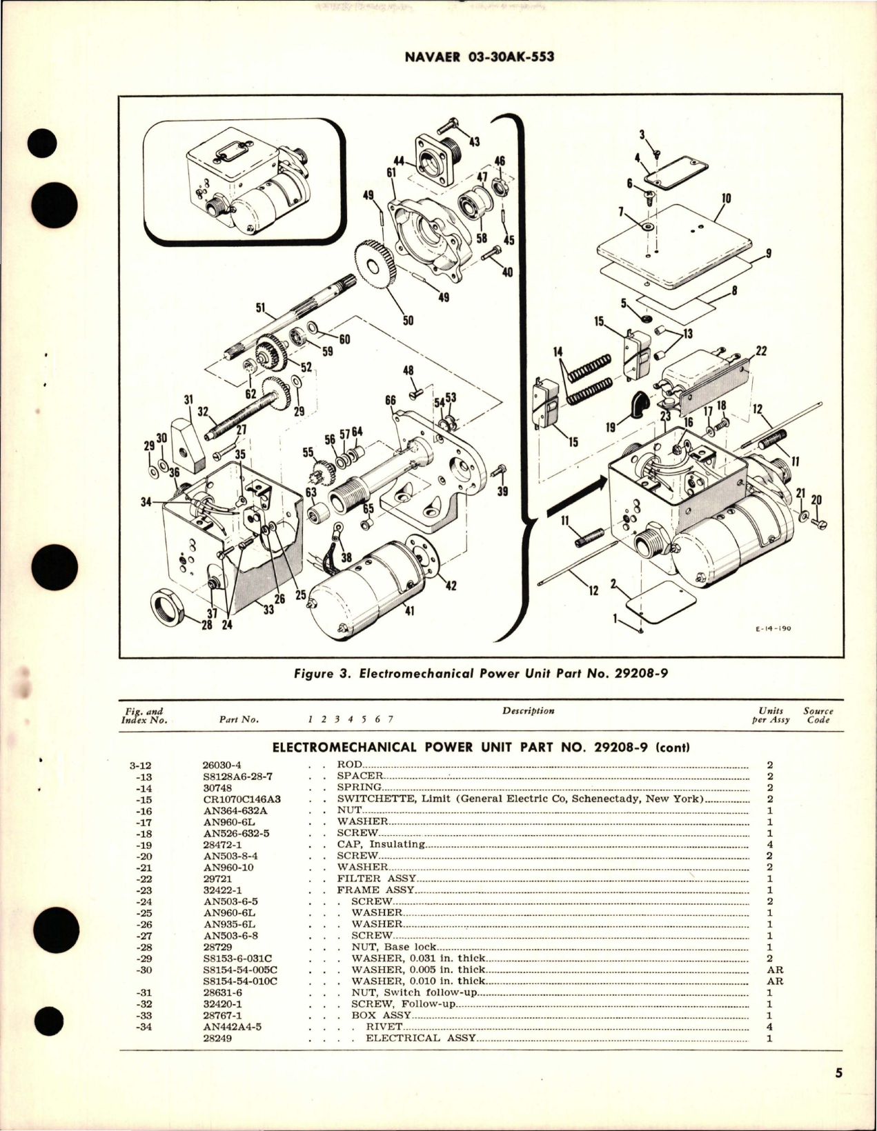 Sample page 5 from AirCorps Library document: Overhaul Instructions with Parts Breakdown for Electromechanical Power Unit - 29208-9 