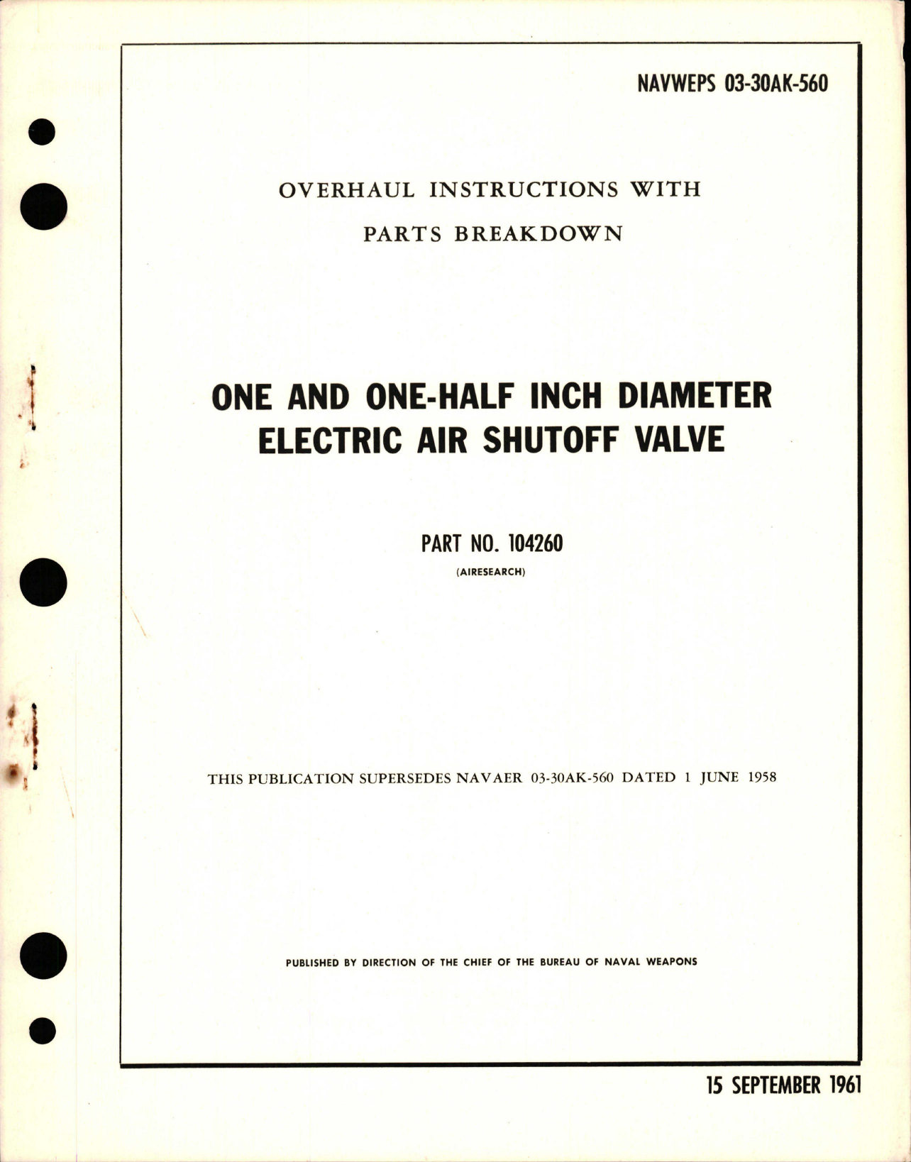 Sample page 1 from AirCorps Library document: Overhaul Instructions with Parts Breakdown for 1 1/2