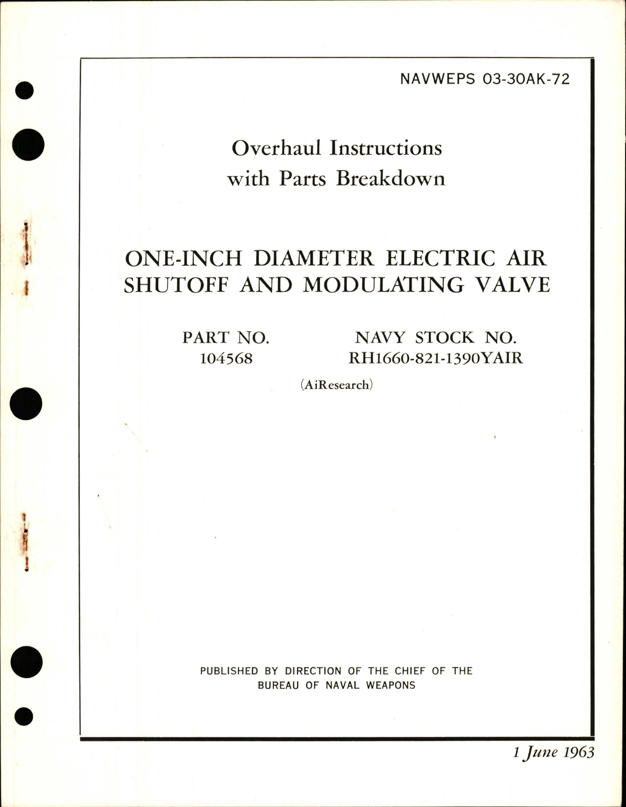 Sample page 1 from AirCorps Library document: Overhaul Instructions with Parts Breakdown for 1