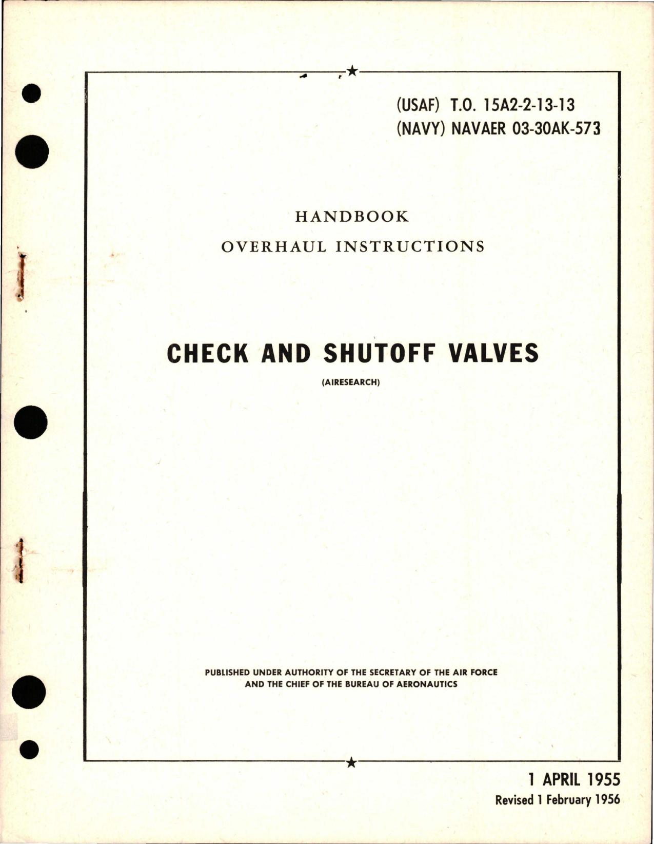 Sample page 1 from AirCorps Library document: Overhaul Instructions for Check and Shutoff Valves