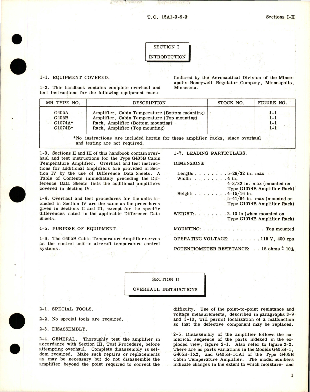 Sample page 5 from AirCorps Library document: Overhaul Instructions for Cabin Temperature Amplifier and Amplifier Rack - G405A, G405B, G1074A, and G1074B