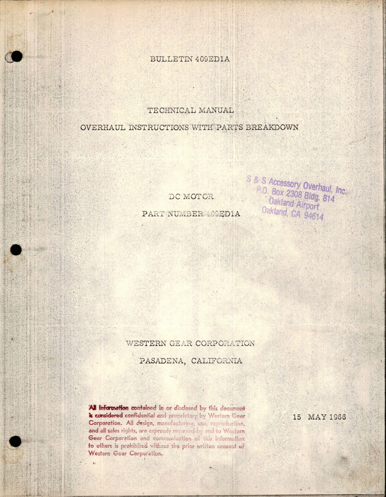 Sample page 1 from AirCorps Library document: Overhaul Instructions with Parts Breakdown for DC Motor - Part 409ED1A