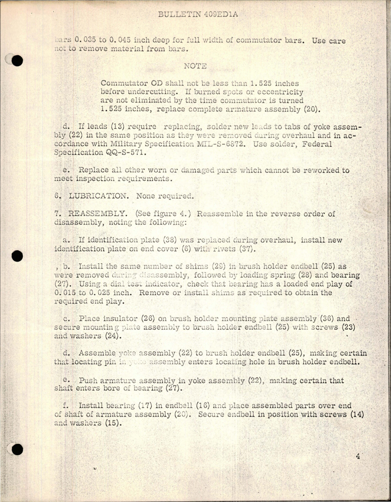 Sample page 5 from AirCorps Library document: Overhaul Instructions with Parts Breakdown for DC Motor - Part 409ED1A