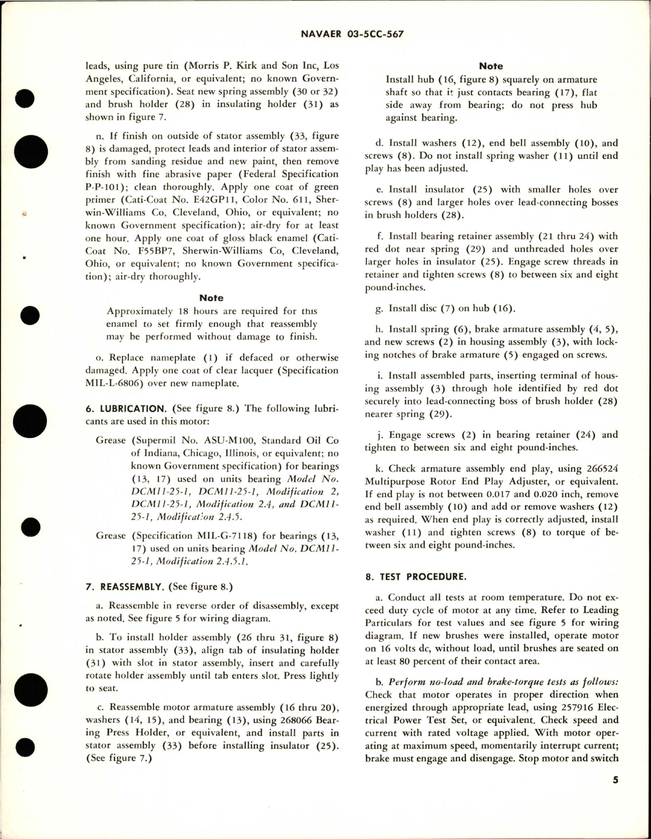 Sample page 5 from AirCorps Library document: Overhaul Instructions with Parts Breakdown for Direct-Current Motor - Part 36873 - Model DCM11-25-1