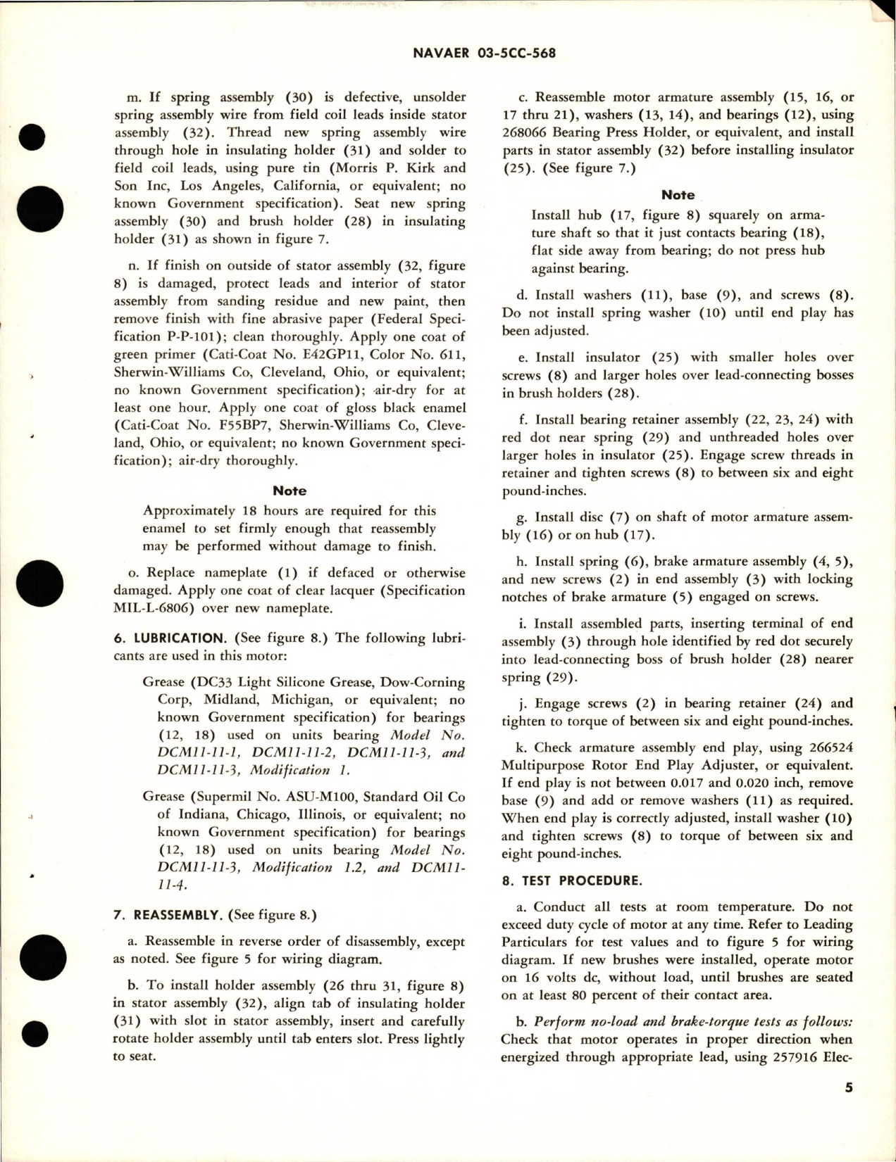 Sample page 5 from AirCorps Library document: Overhaul Instructions with Parts Breakdown for Direct-Current Motor - Part 36848