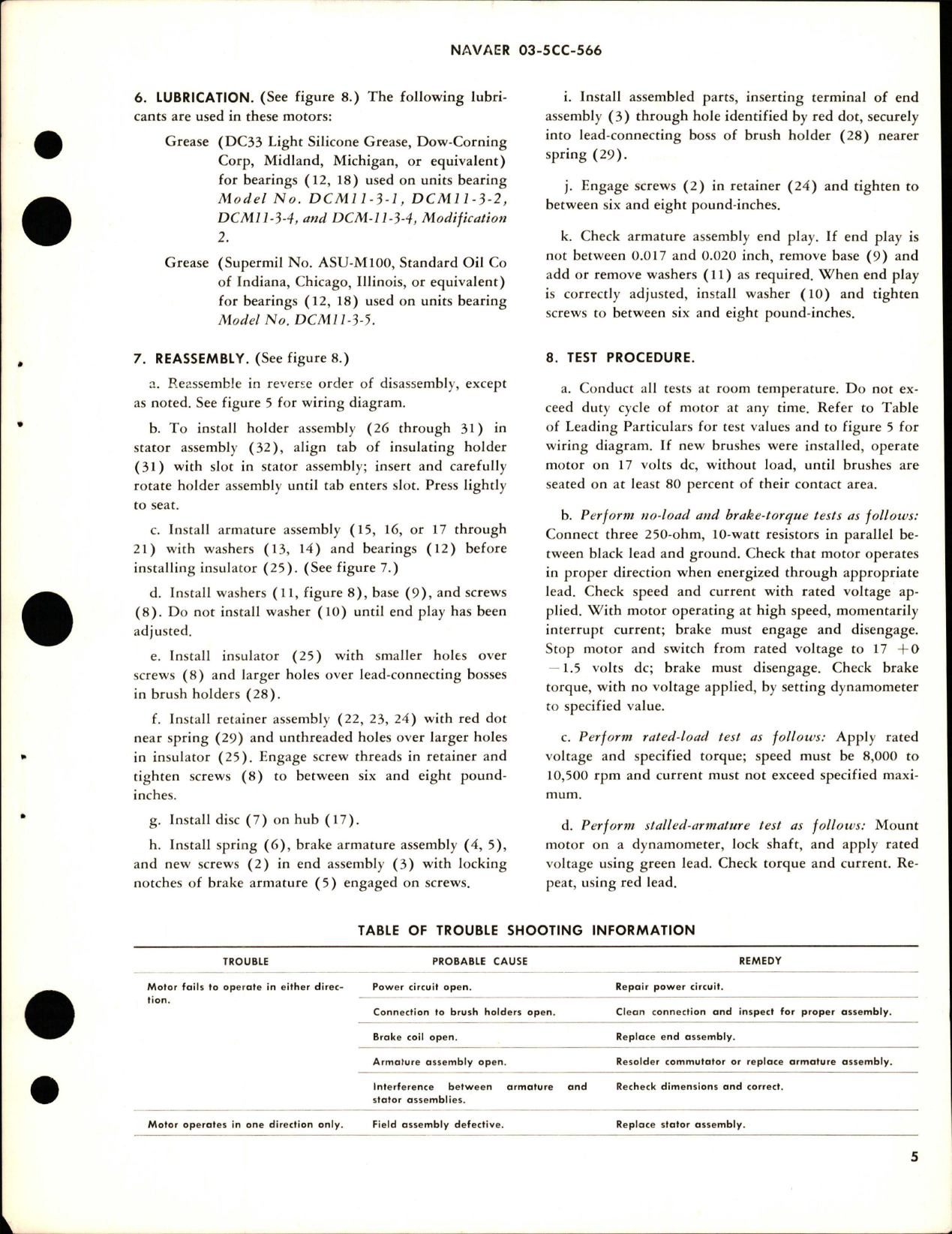 Sample page 5 from AirCorps Library document: Overhaul Instructions with Parts Breakdown for Direct-Current Motor - Part 36840