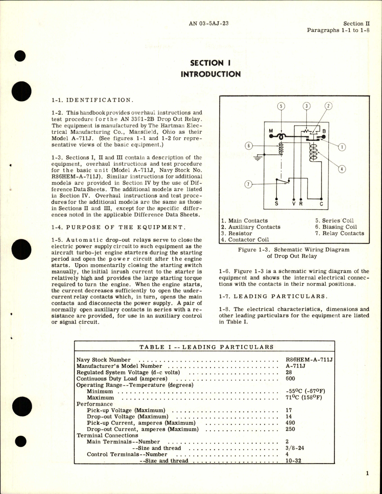 Sample page 5 from AirCorps Library document: Overhaul Instructions for Dropout Relay - Model A-711J and A-711K