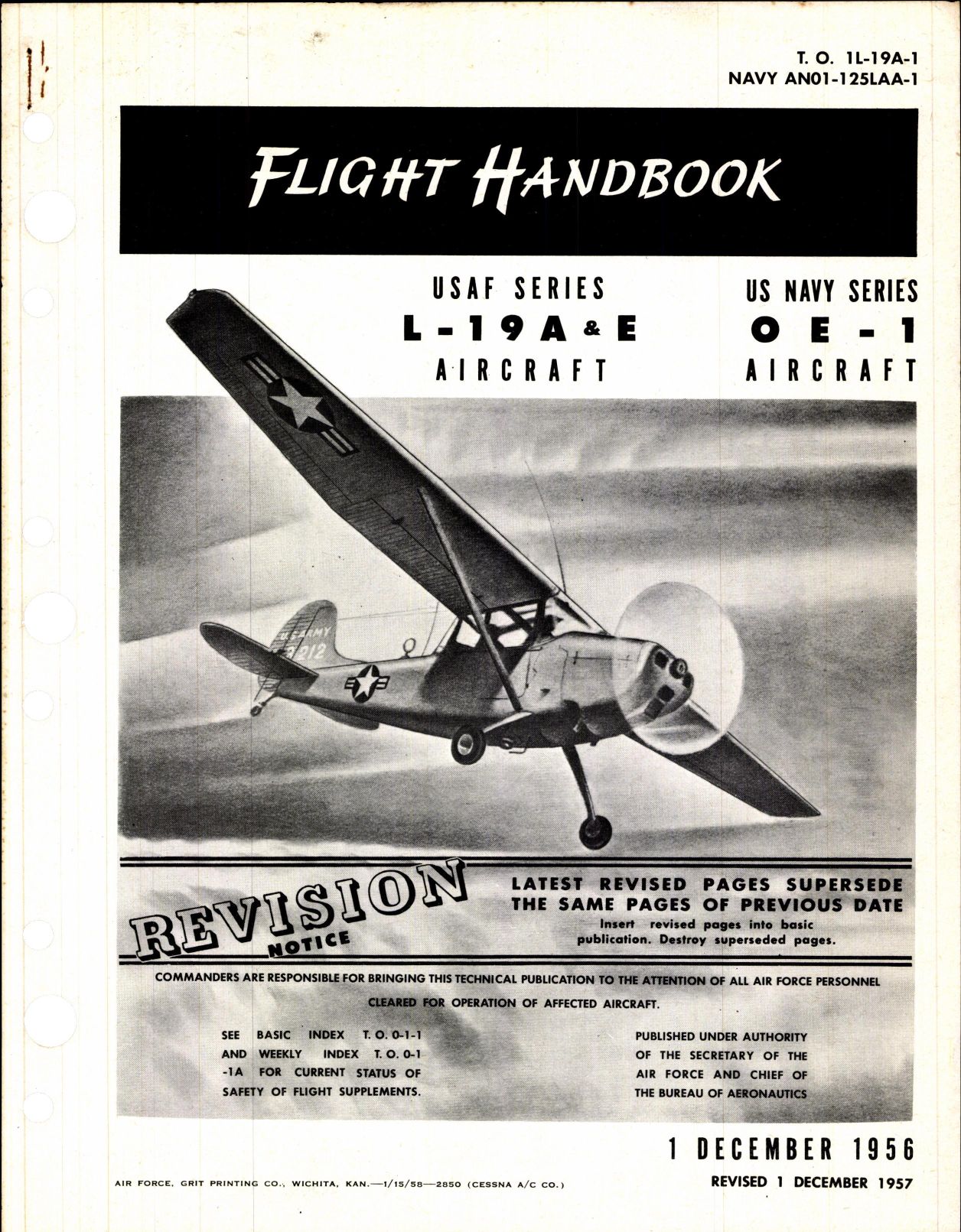 Sample page 1 from AirCorps Library document: Flight Handbook for L-19A and L-19E Aircraft