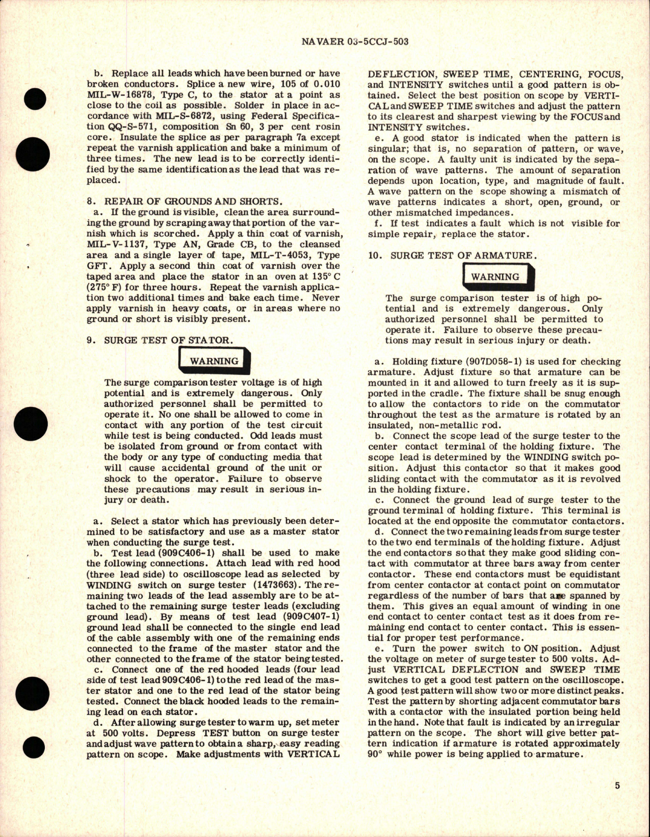 Sample page 5 from AirCorps Library document: Overhaul Instructions with Parts Breakdown for D-C Motor - Part A35A8864