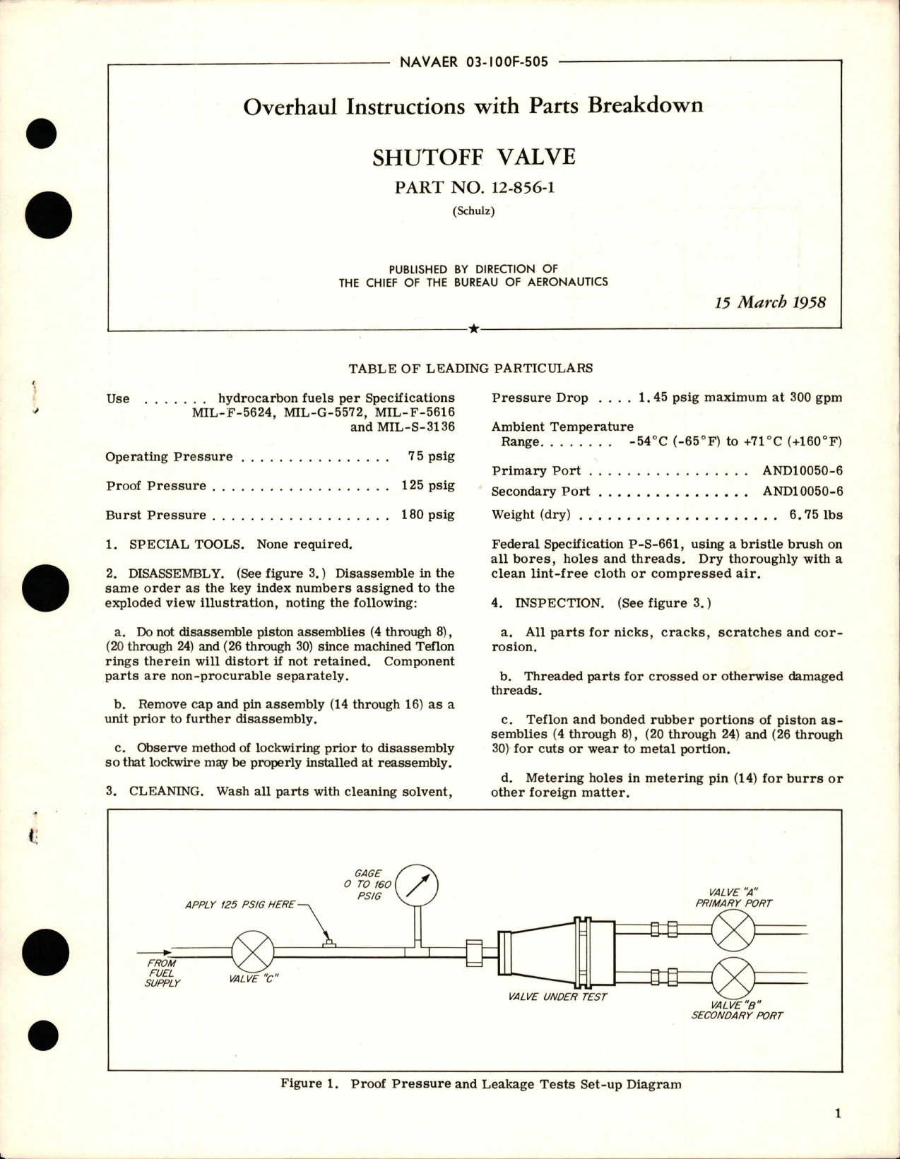 Sample page 1 from AirCorps Library document: Overhaul Instructions with Parts Breakdown for Shutoff Valve - Part 12-856-1