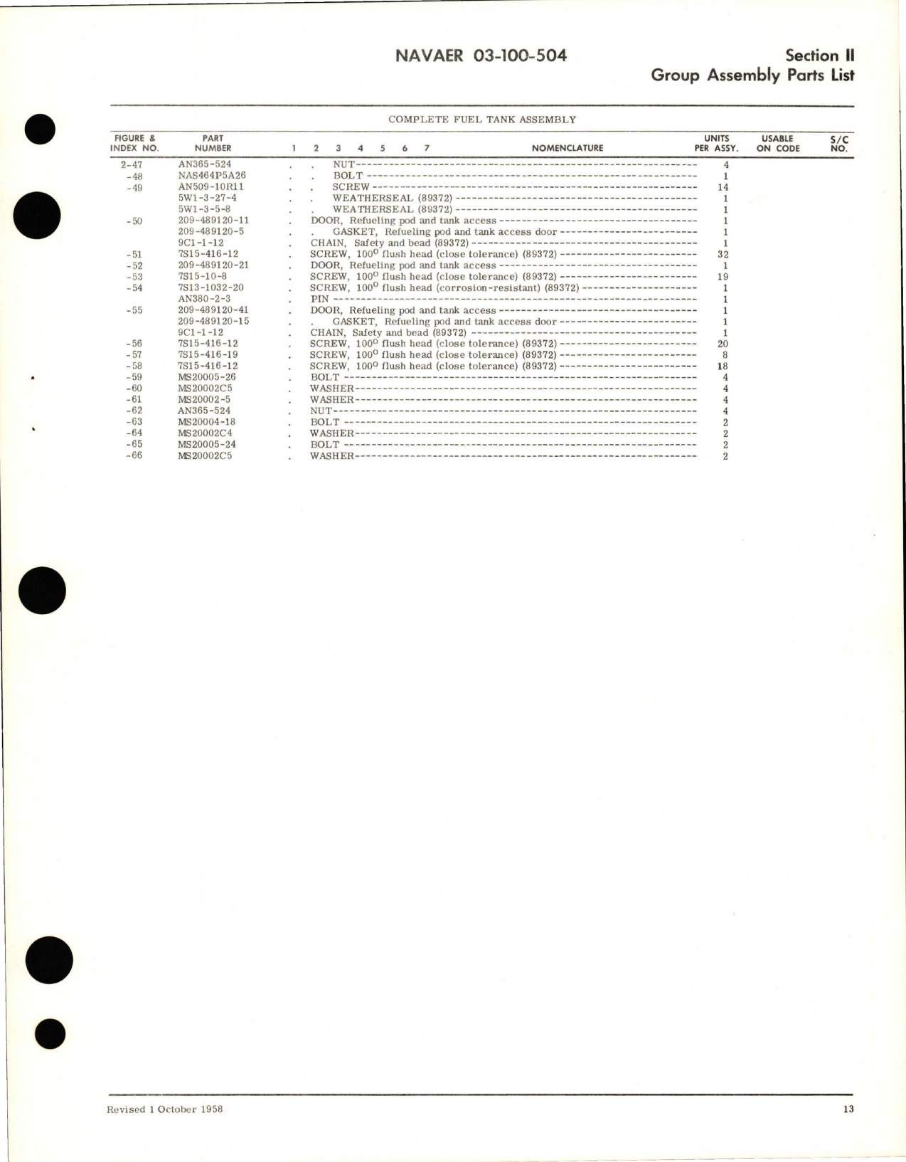 Sample page 7 from AirCorps Library document: Illustrated Parts Breakdown for In-Flight Refueling Tanker Package (Buddy Tanker) - Part 209-48901