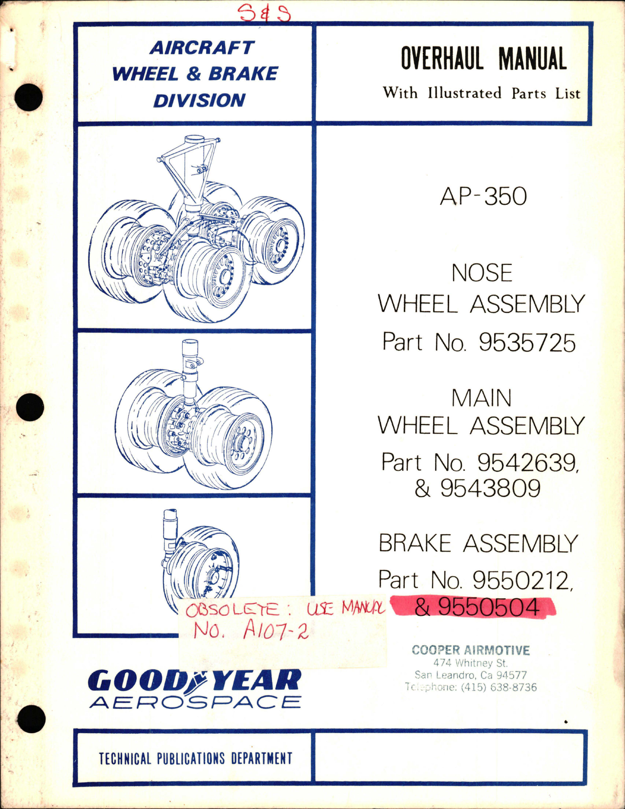 Sample page 1 from AirCorps Library document: Overhaul Manual with Illustrated Parts List for Nose Wheel, Main Wheel and Brake Assembly