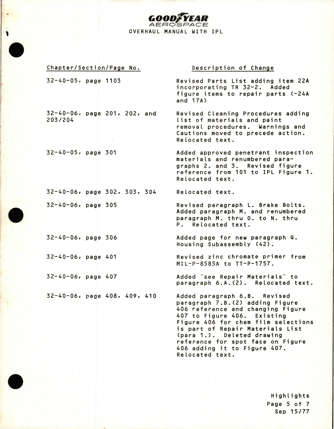 Sample page 7 from AirCorps Library document: Overhaul Manual with Illustrated Parts List for Nose Wheel, Main Wheel and Brake Assembly