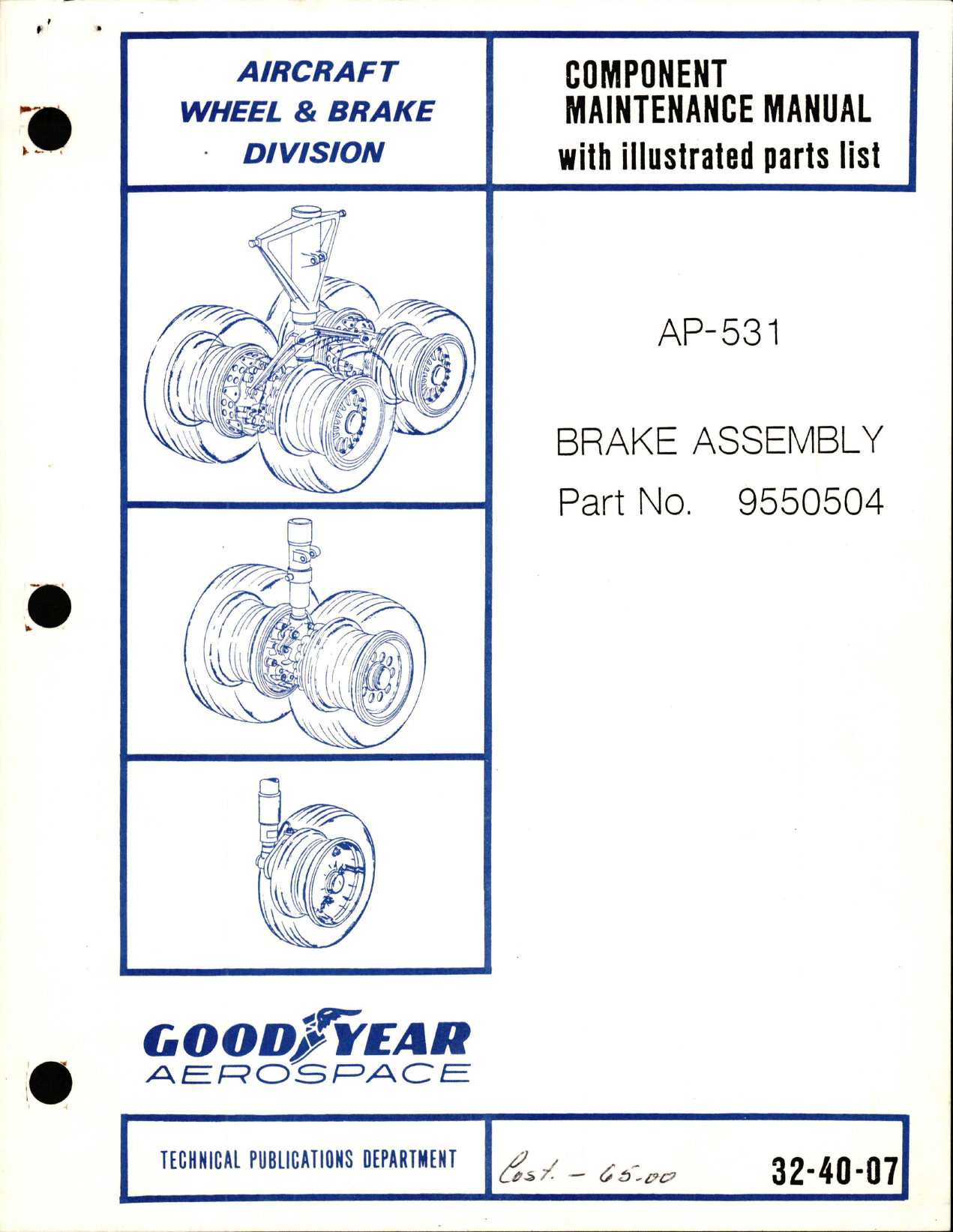 Sample page 1 from AirCorps Library document: Maintenance Manual with Illustrated Parts List for Brake Assembly - Part 9550504
