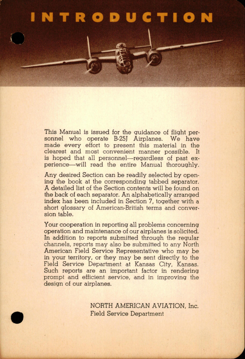 Sample page 5 from AirCorps Library document: Flight Manual for B-25J Airplane