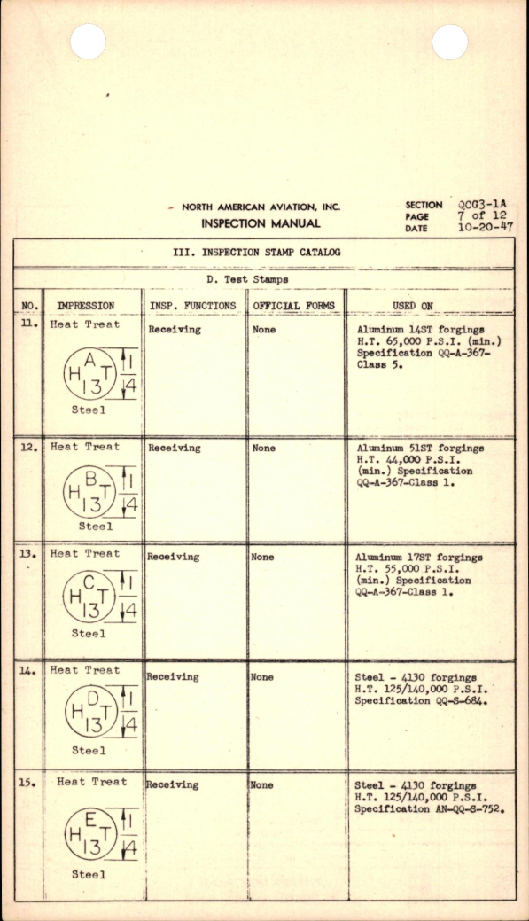 Sample page 7 from AirCorps Library document: Inspection Stamp Catalog