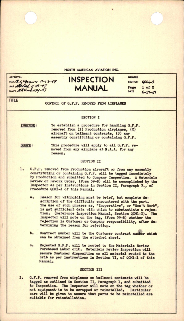 Sample page 1 from AirCorps Library document: Control of GFP Removed from Airplanes