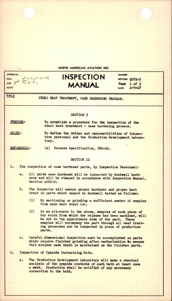 Sample page 1 from AirCorps Library document: Steel Heat Treatment, Case Hardening Process