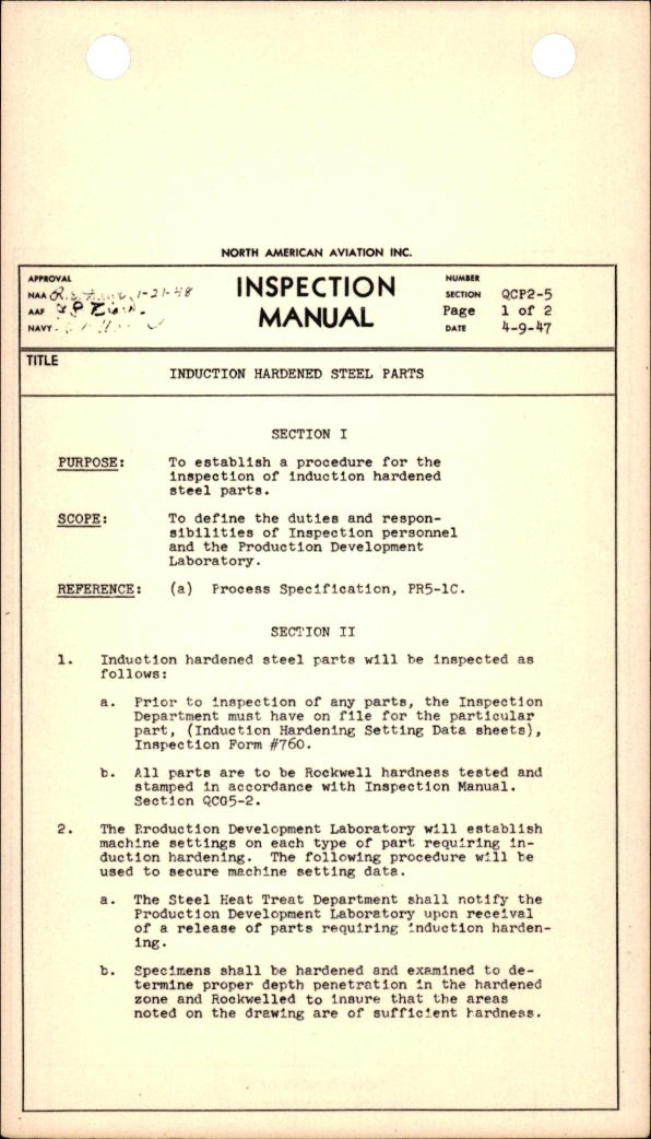 Sample page 1 from AirCorps Library document: Induction Hardening Steel Parts