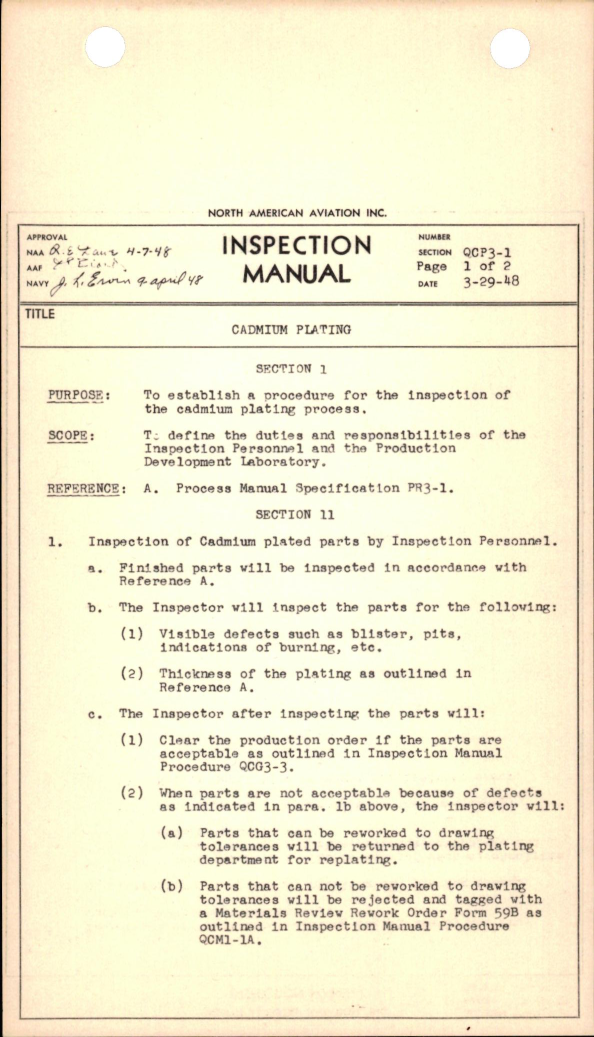 Sample page 1 from AirCorps Library document: Cadmium Plating