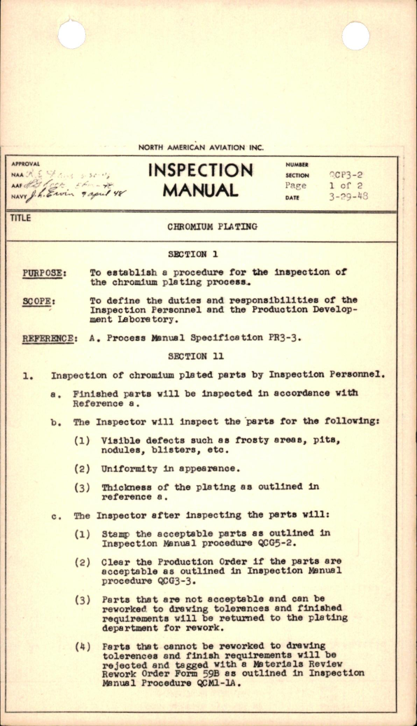 Sample page 1 from AirCorps Library document: Chromium Plating