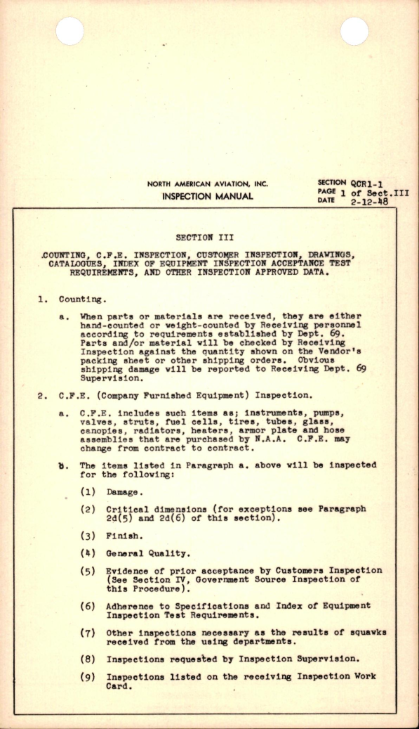 Sample page 5 from AirCorps Library document: Inspection Control of All Incoming Raw Material and the Aircraft Hardware Incoming for More Than One Type of Aircraft