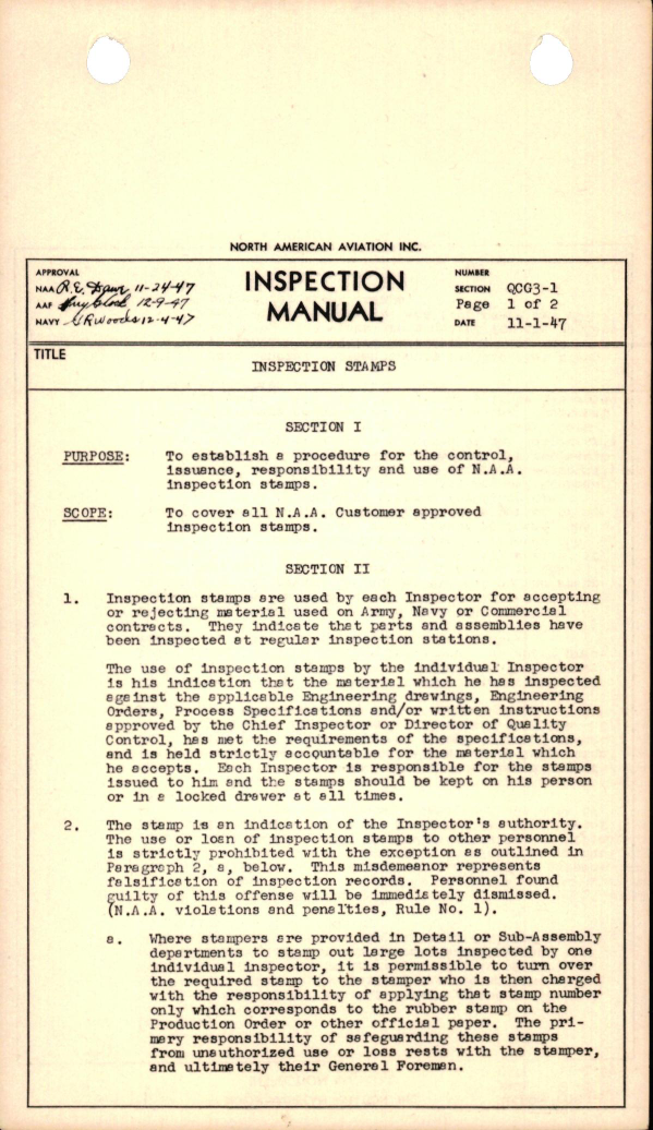 Sample page 1 from AirCorps Library document: Inspection Stamps