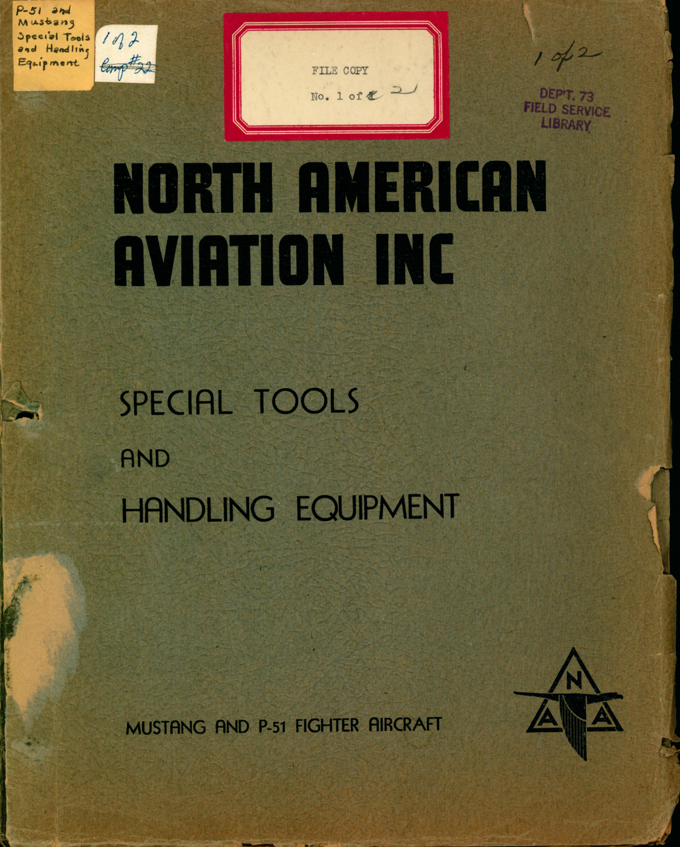 Sample page 1 from AirCorps Library document: North American Aviation Special Tools and Handling Equipment for Mustang and P-51 Aircraft