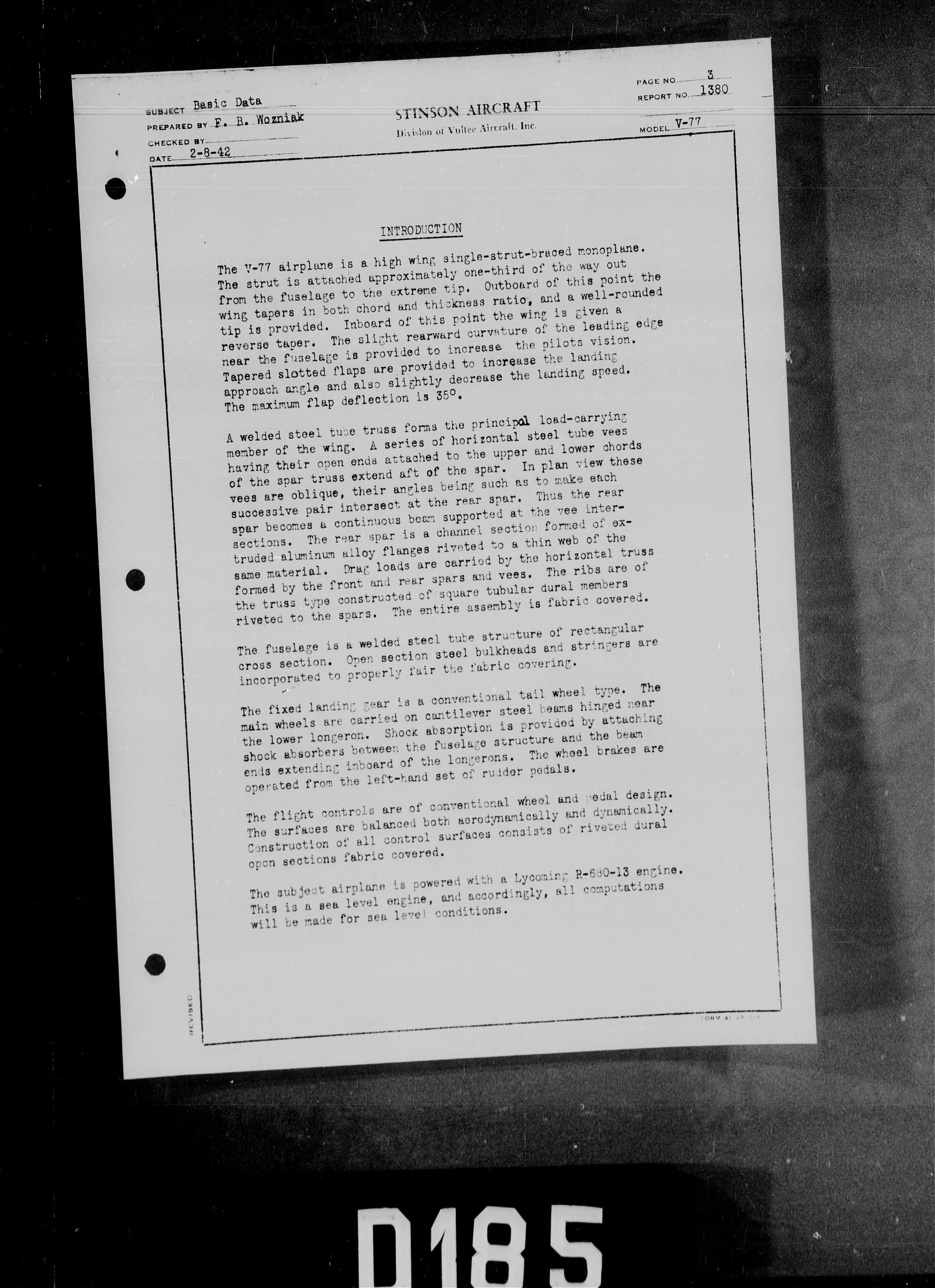 Sample page 5 from AirCorps Library document: Basic Stress Analysis Data for Model V-77