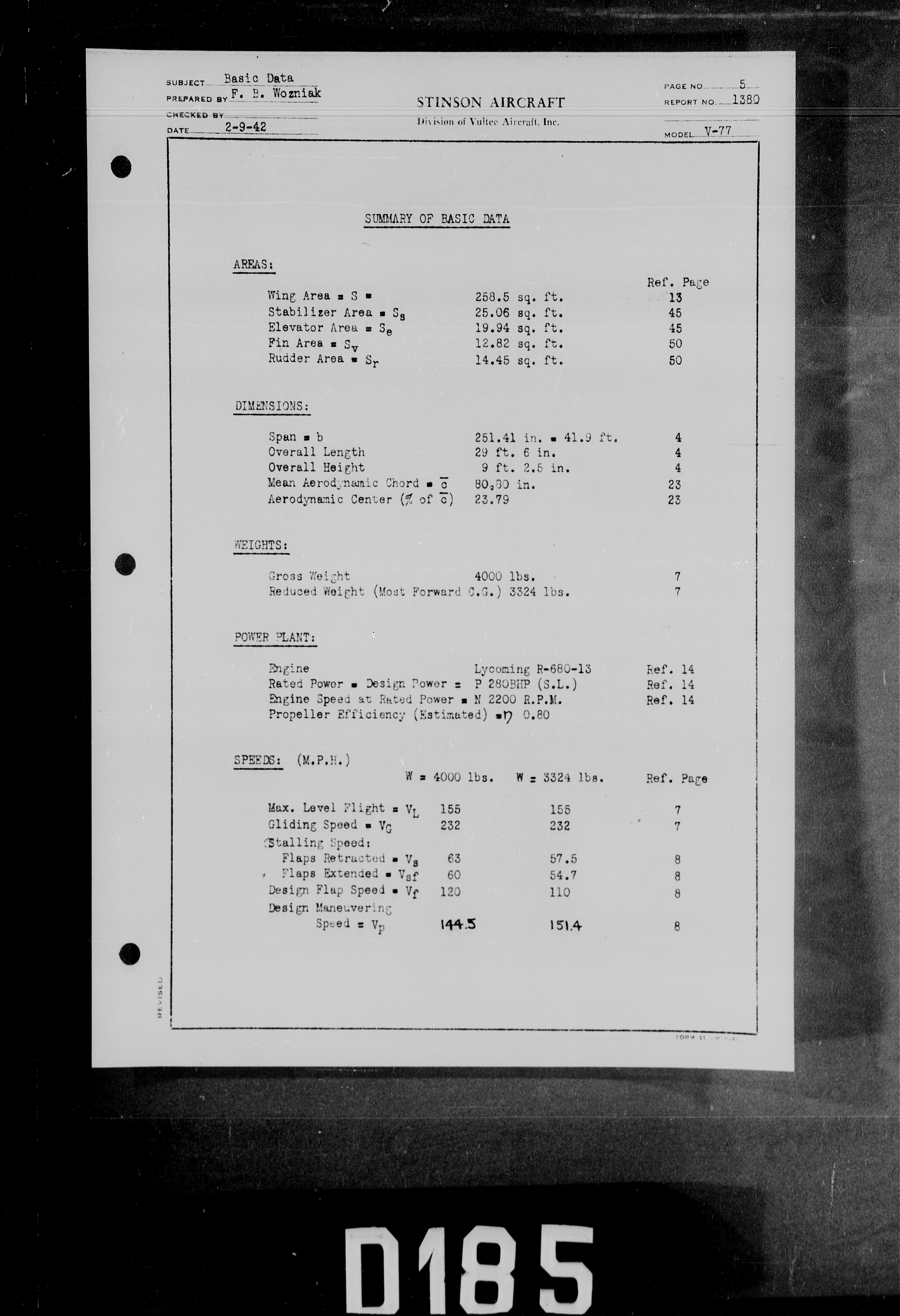 Sample page 7 from AirCorps Library document: Basic Stress Analysis Data for Model V-77