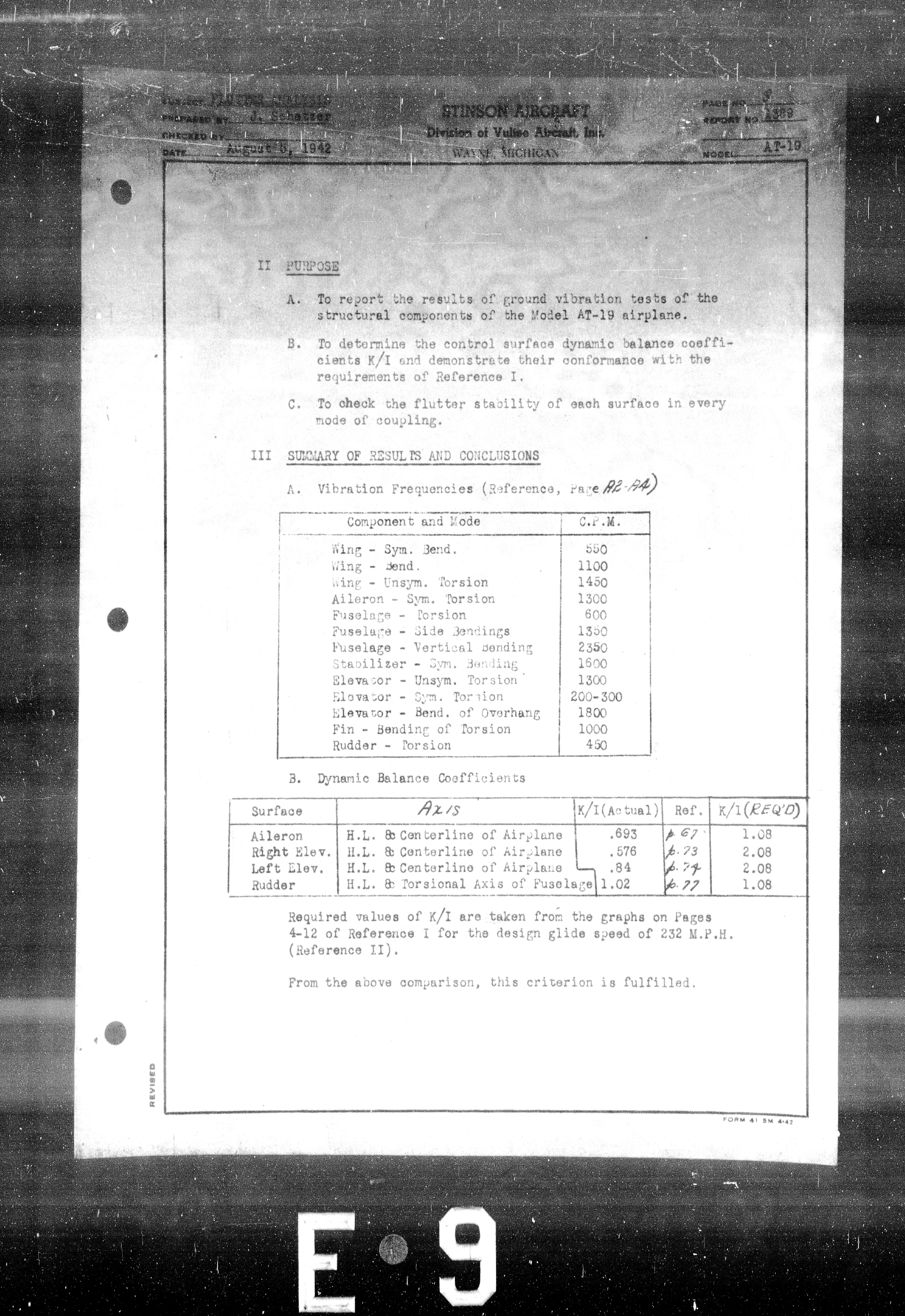 Sample page 5 from AirCorps Library document: Flutter Analysis for Air Corps Model AT-19
