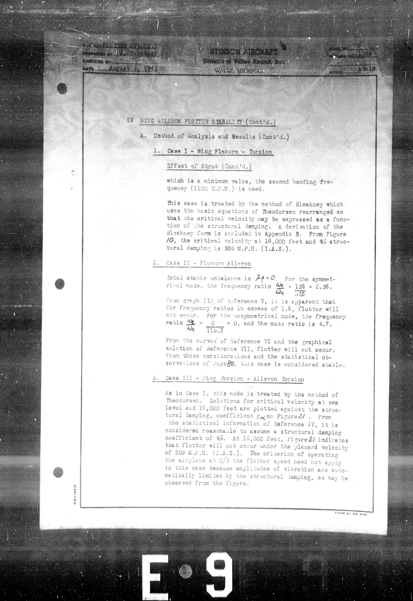 Sample page 7 from AirCorps Library document: Flutter Analysis for Air Corps Model AT-19