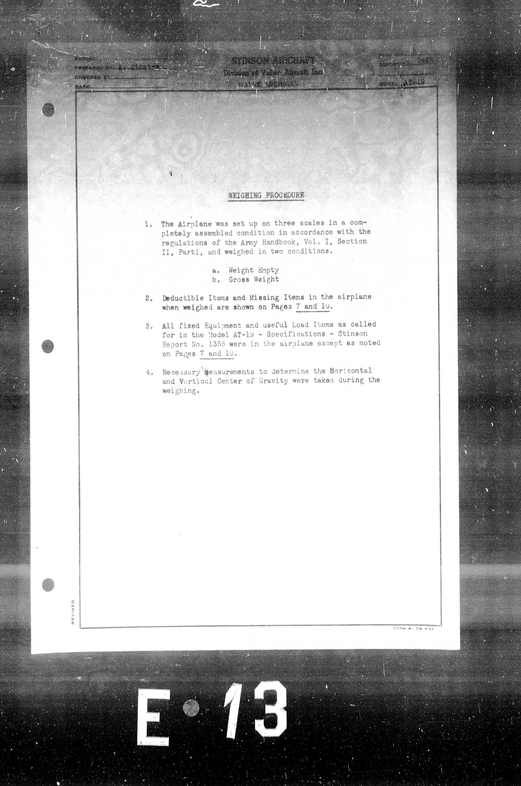 Sample page 5 from AirCorps Library document: Actual Weight and Balance for Model AT-19