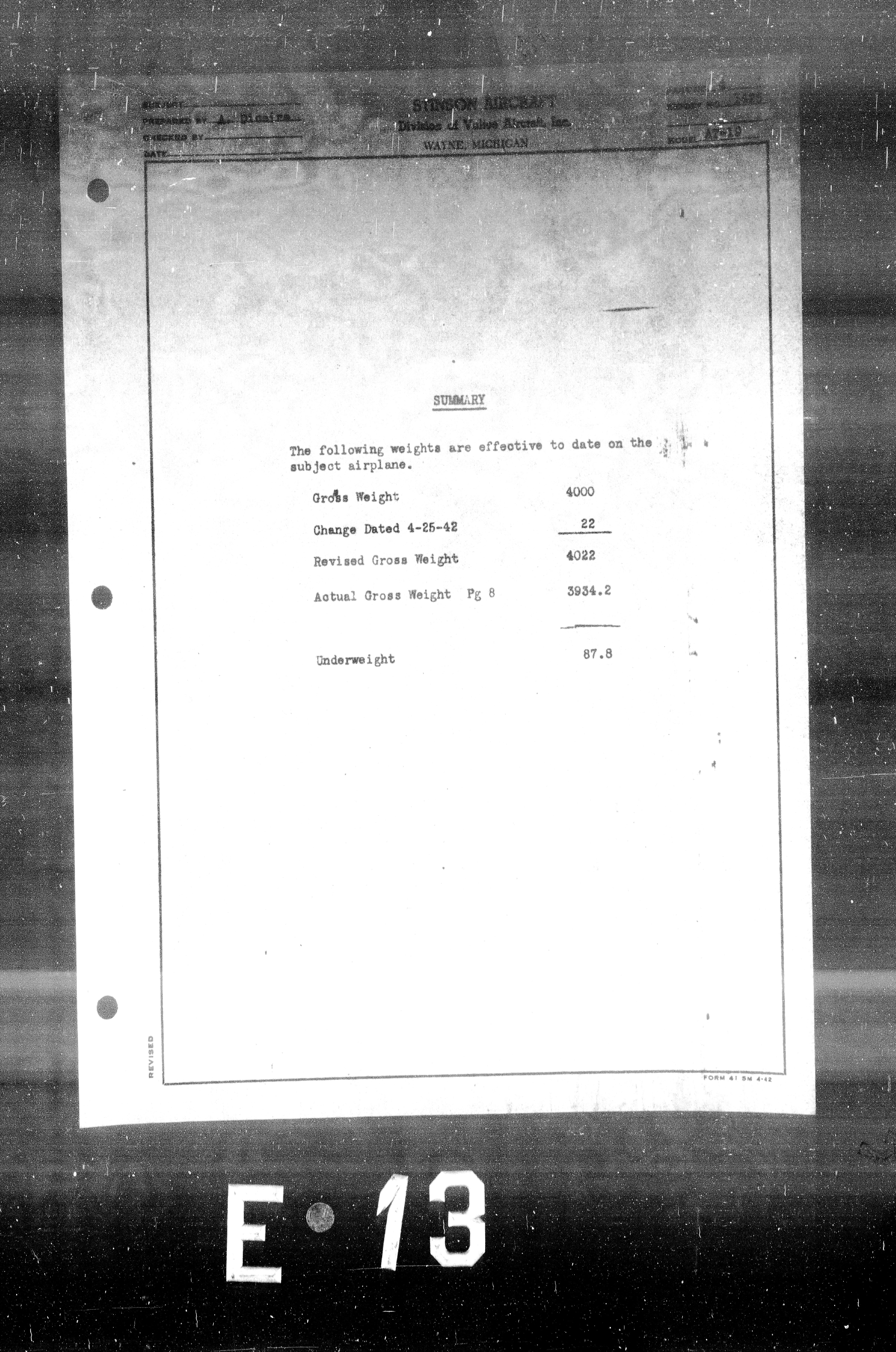 Sample page 6 from AirCorps Library document: Actual Weight and Balance for Model AT-19