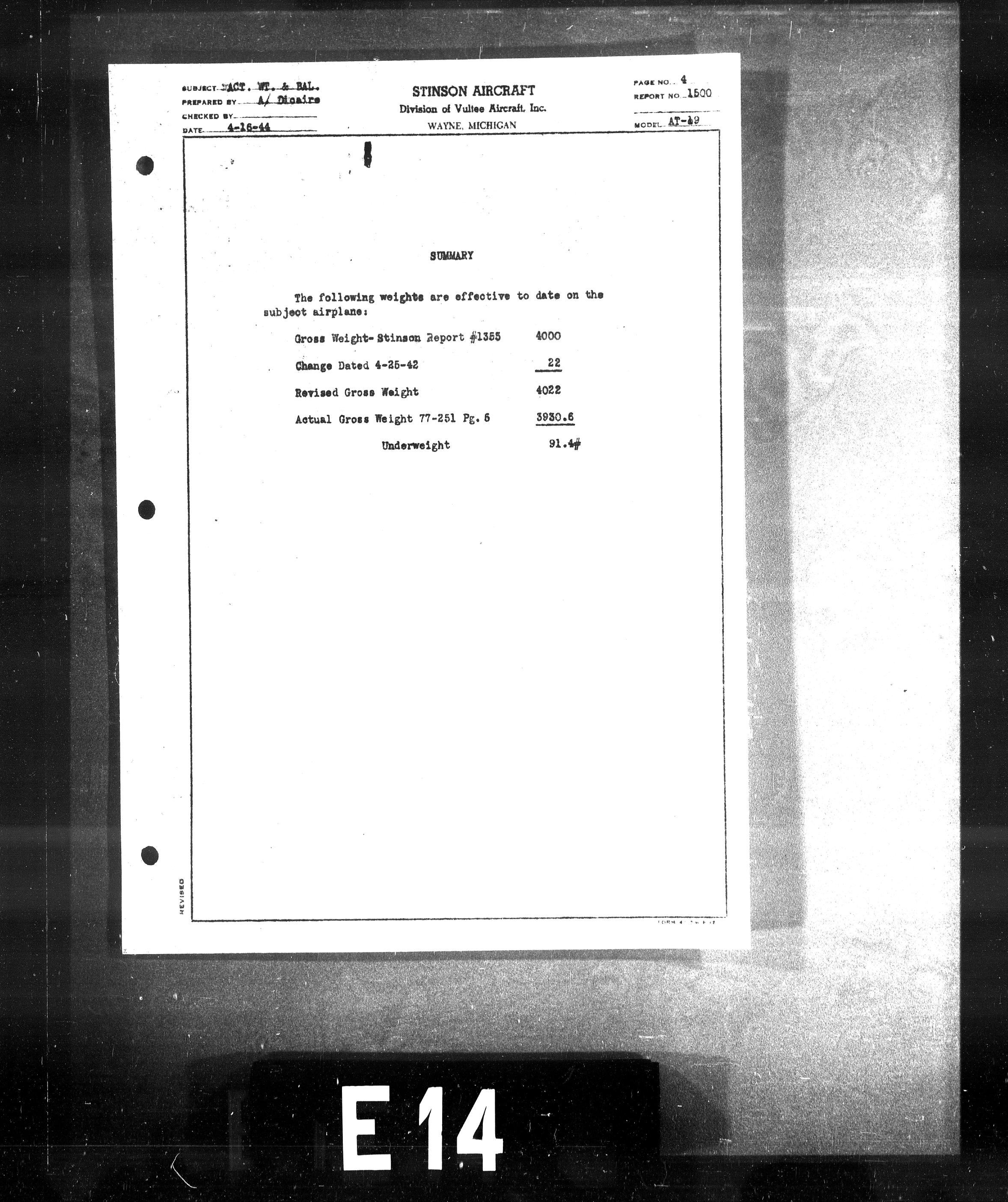 Sample page 5 from AirCorps Library document: Actual Weight and Balance for Model AT-19