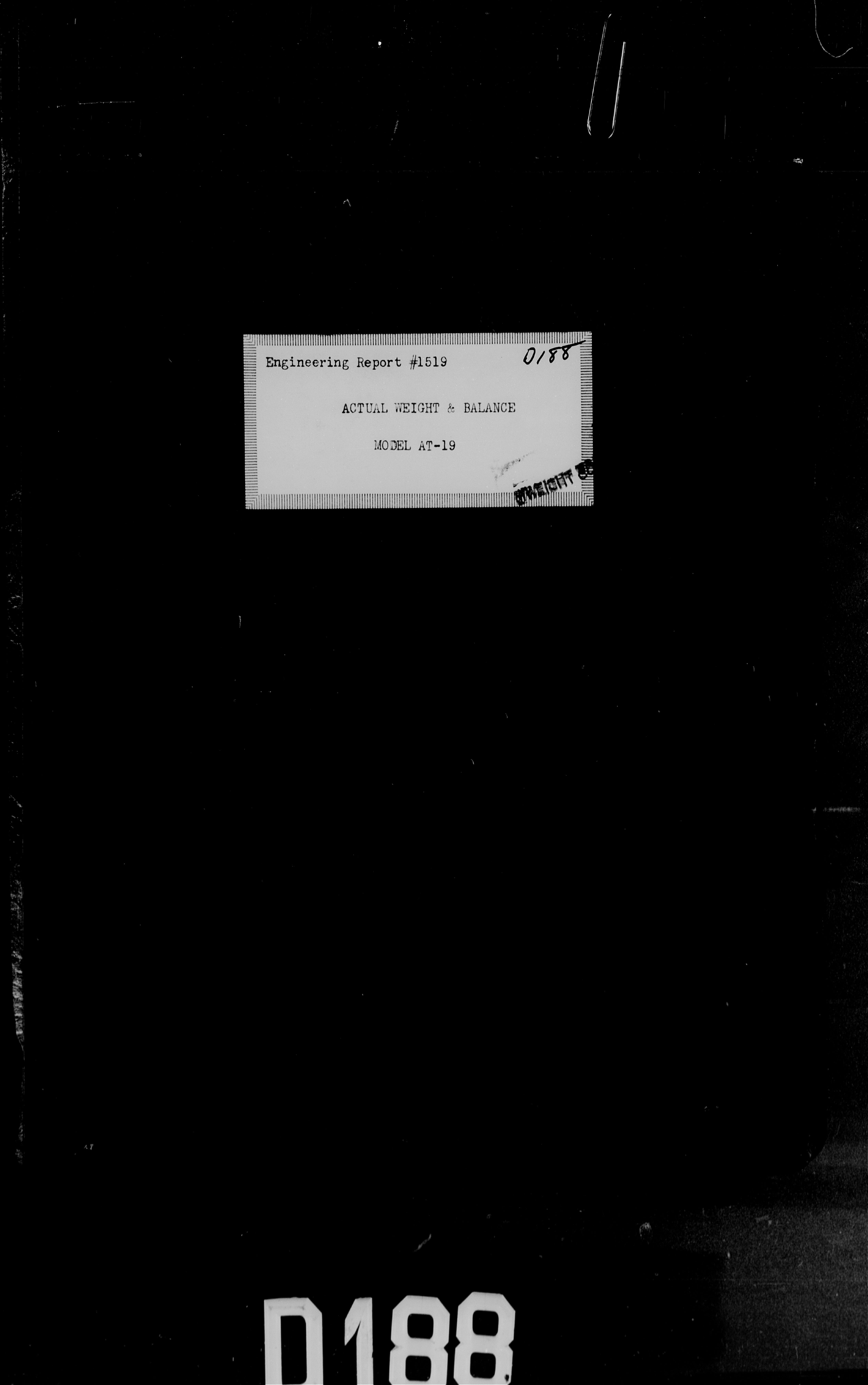 Sample page 1 from AirCorps Library document: Actual Weight and Balance for Model AT-19